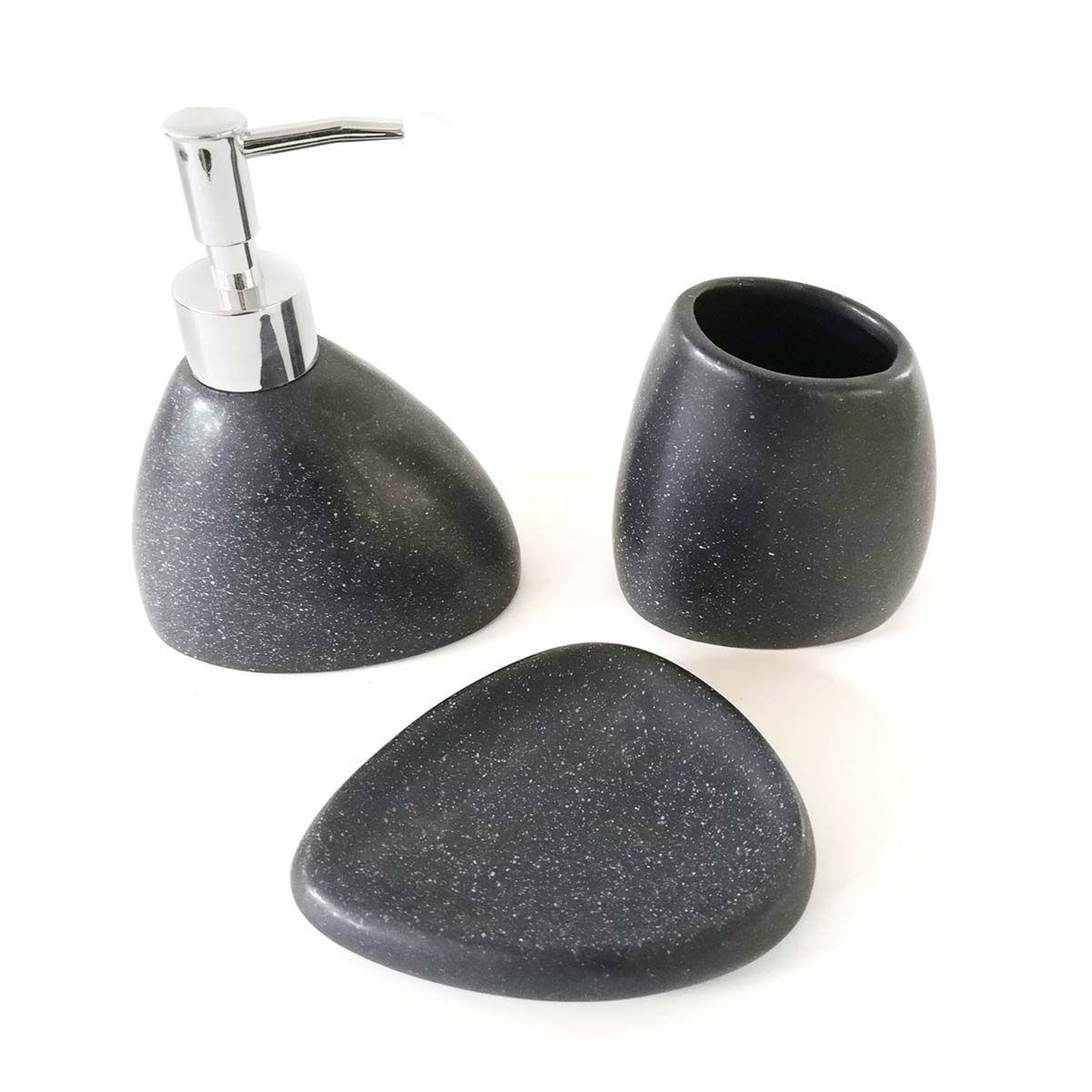 Voir la diapositive 2 : Douceur d'Intérieur Distributeur de savon design  minéral  14cm gris