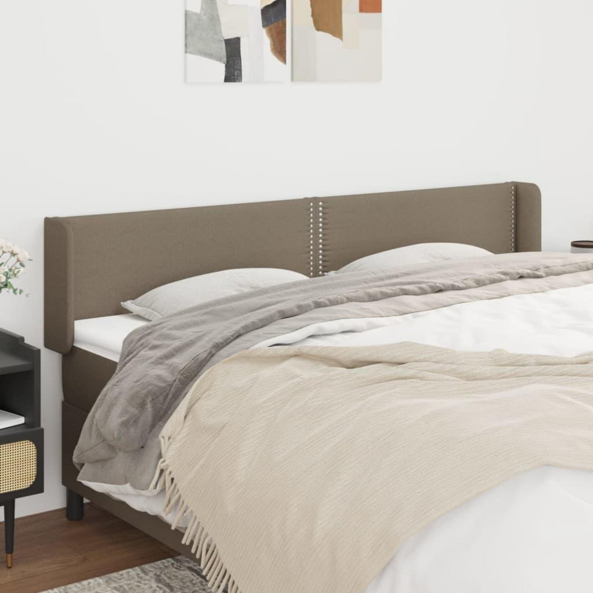 VIDAXL Tete de lit avec oreilles Taupe 163x16x78/88 cm Tissu