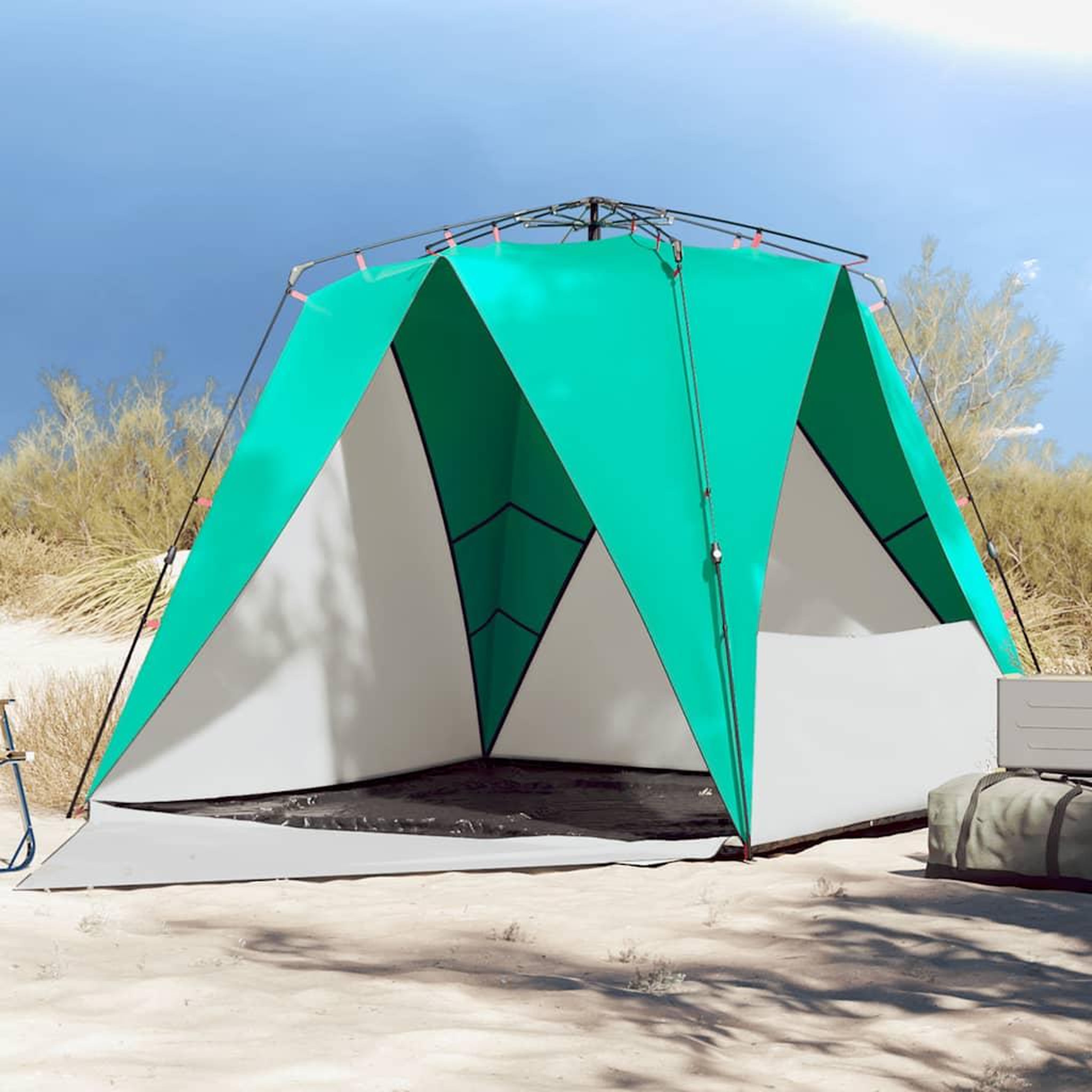 Voir la diapositive 1 : VIDAXL Tente de plage 4 personnes liberation rapide impermeable