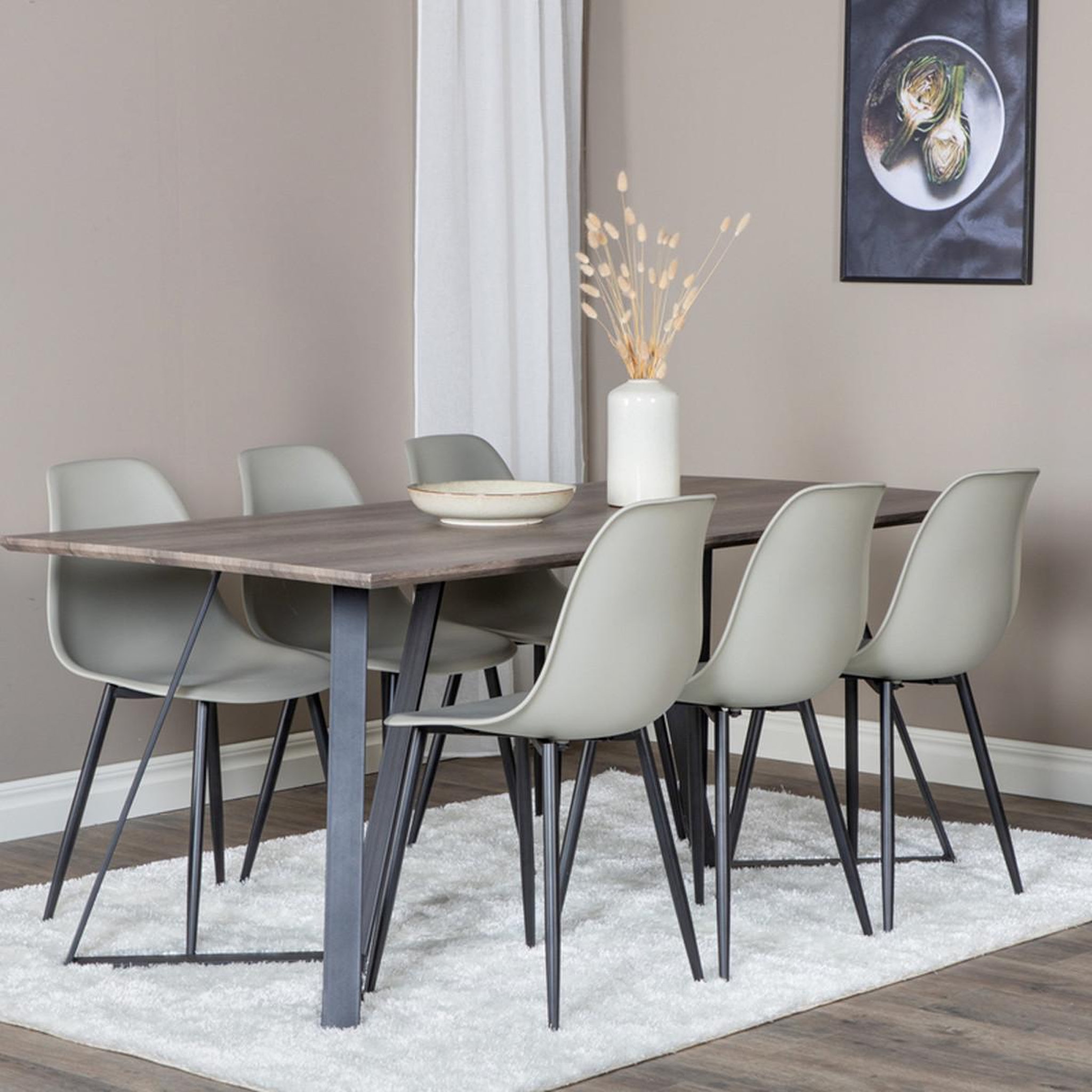 Voir la diapositive 5 : Paris Prix Ensemble table à manger & 6 chaises  marina & polar  180cm naturel & gris