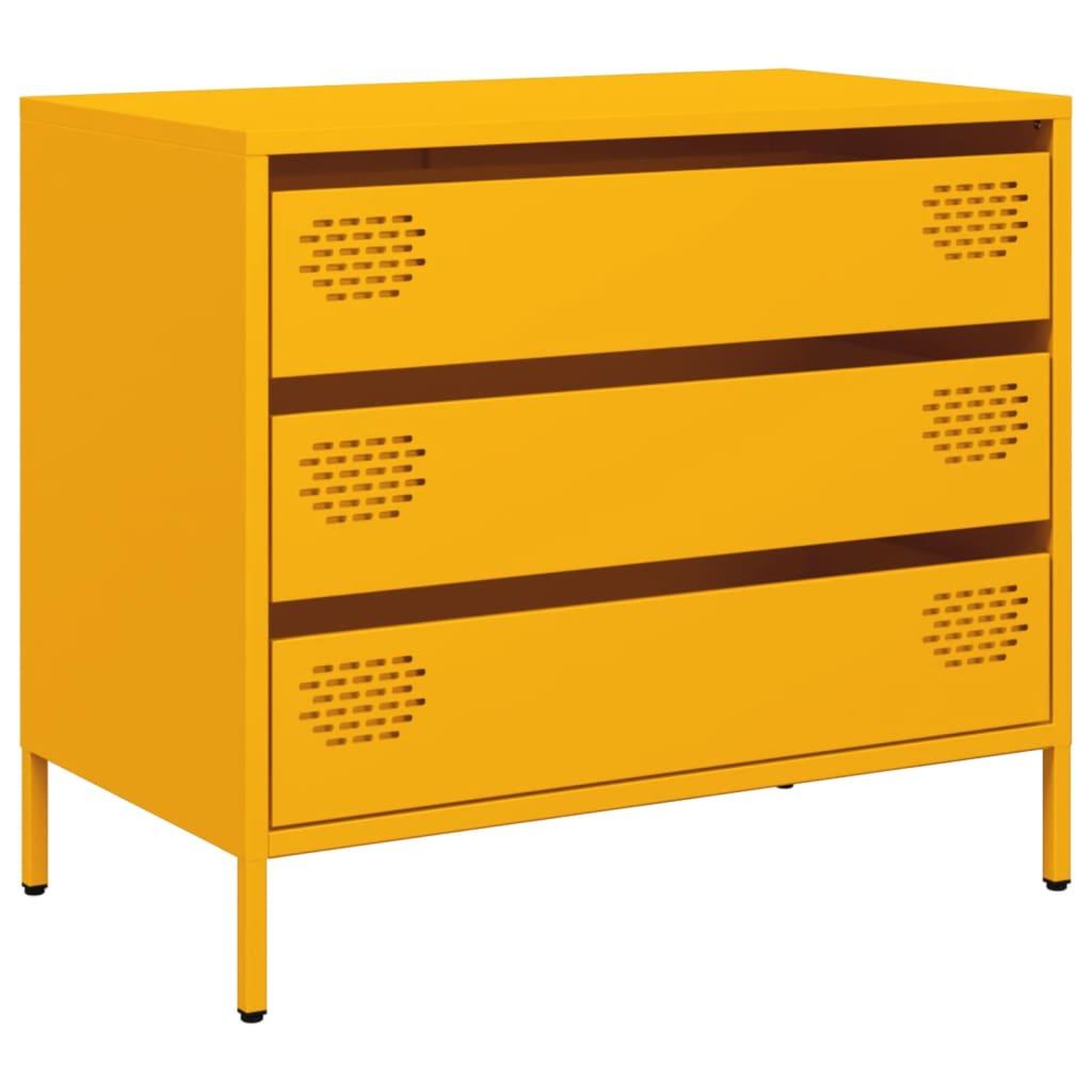 Voir la diapositive 2 : VIDAXL Buffet jaune moutarde 68x39x58,5 cm acier lamine a froid