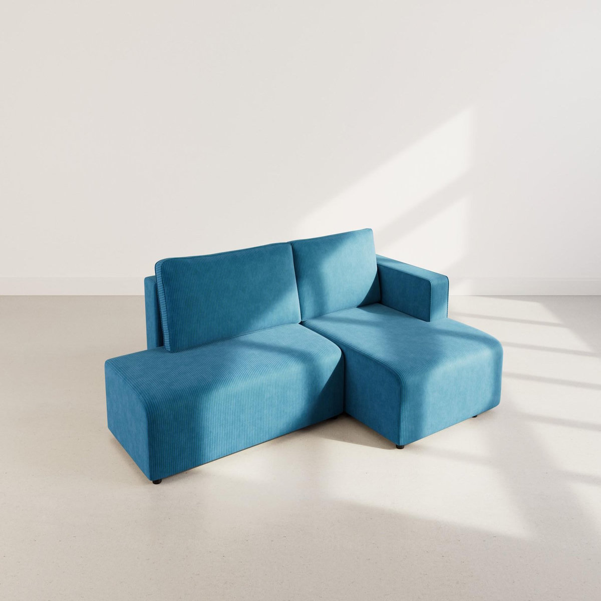 BEST MOBILIER Topaze - canapé d'angle droit 4 places convertible avec coffre en velours côtelé