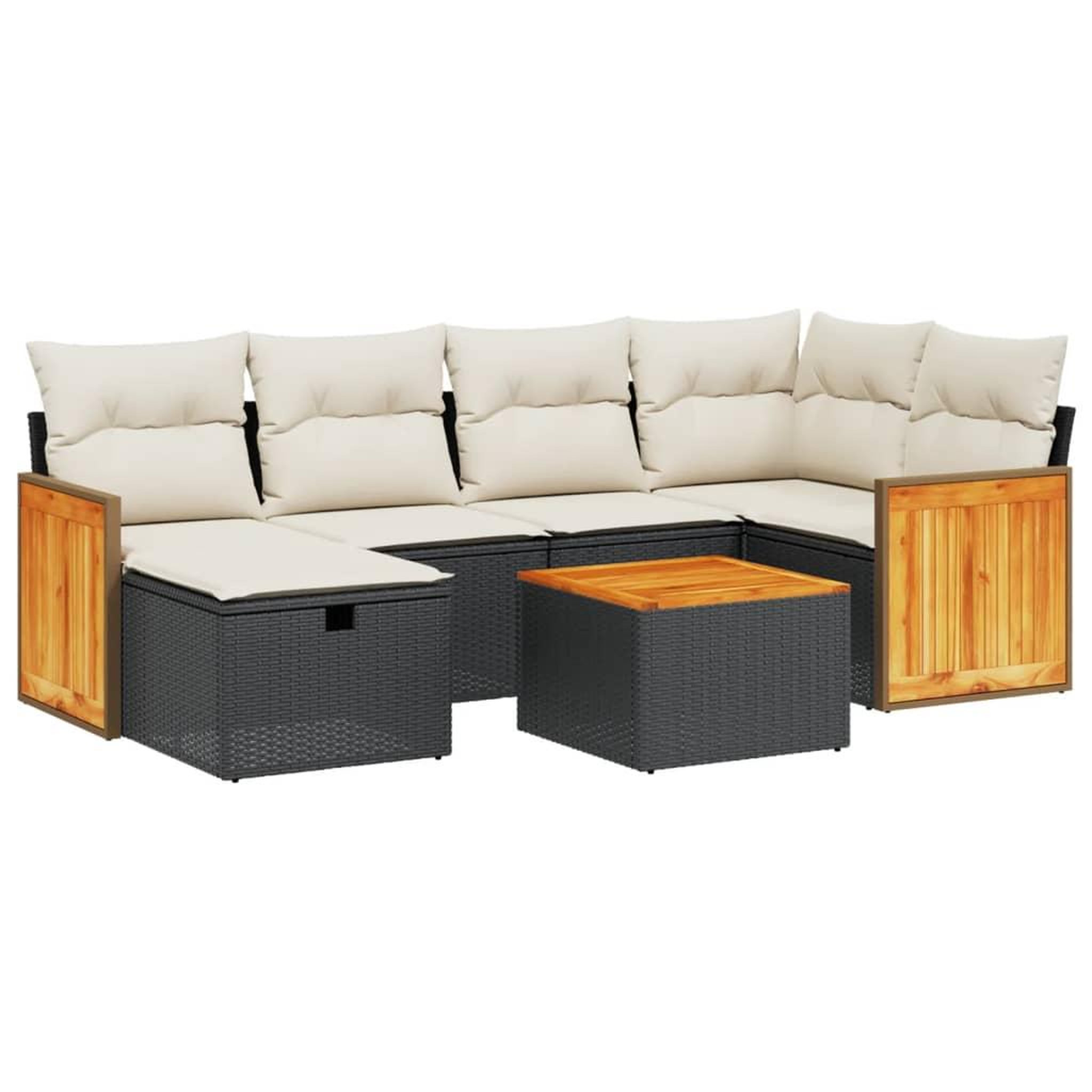 Voir la diapositive 2 : VIDAXL Salon de jardin 7 pcs avec coussins noir resine tressee