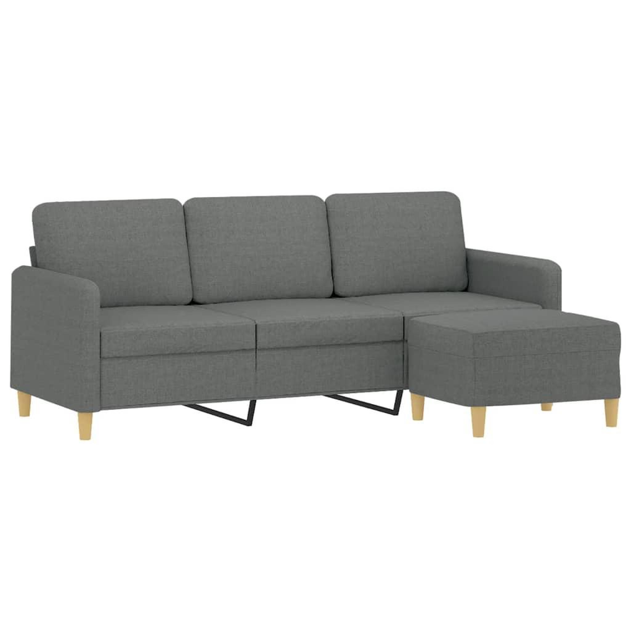 Voir la diapositive 3 : VIDAXL Canape a 3 places avec repose-pieds Gris fonce 180 cm Tissu