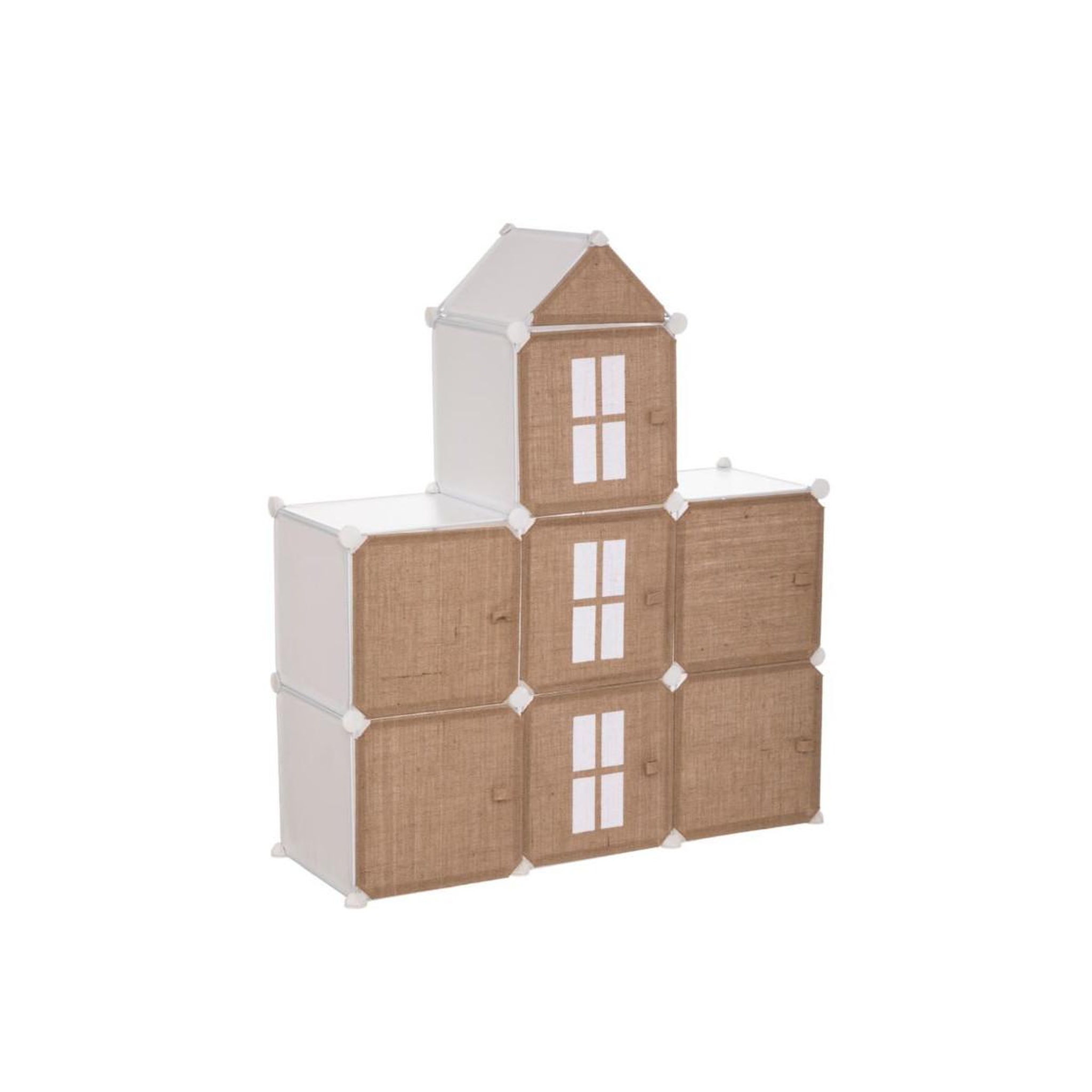 Voir la diapositive 1 : Atmosphera Kids Rangement enfant en jute  château  109cm beige