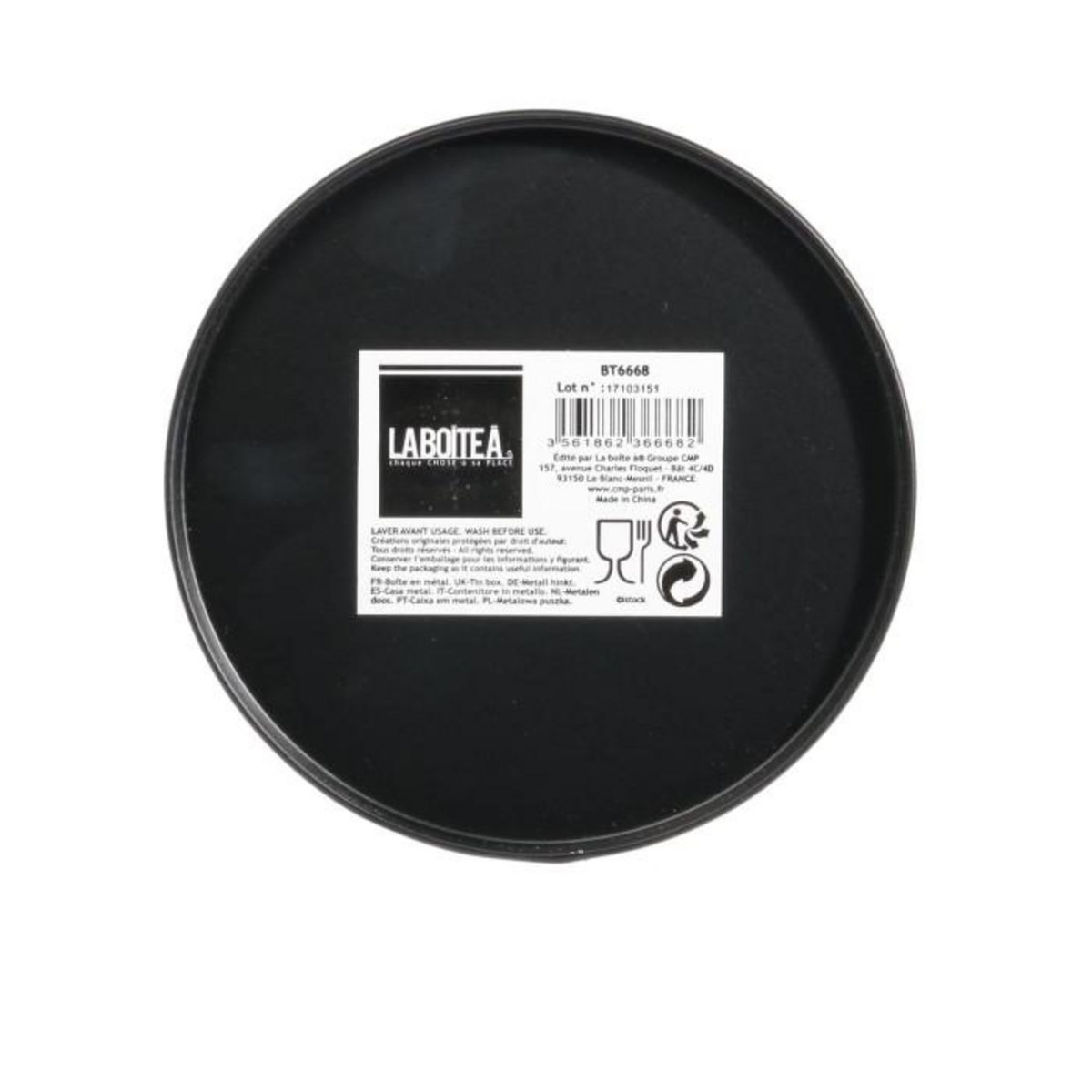 Paris Prix Boîte de Conservation Design  Thé  18cm Noir & Or