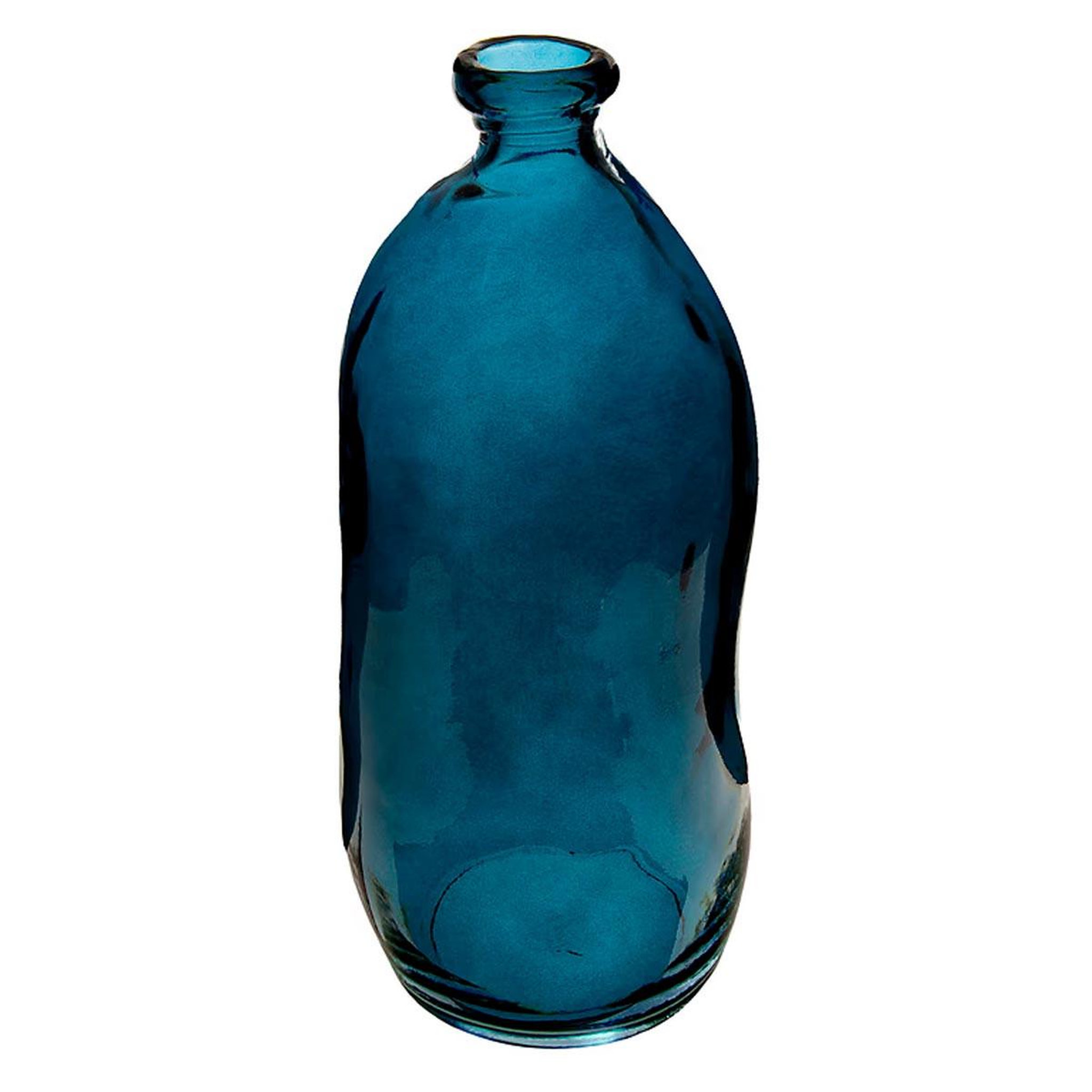 ATMOSPHERA Vase vintage en verre  bouteille  35cm bleu