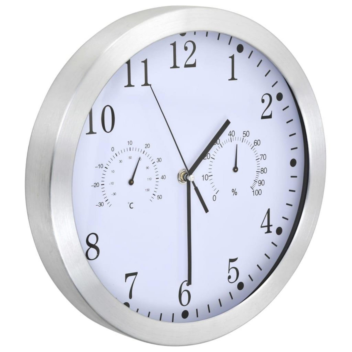 VIDAXL Horloge murale a quartz Hygrometre et thermometre 30 cm Blanc