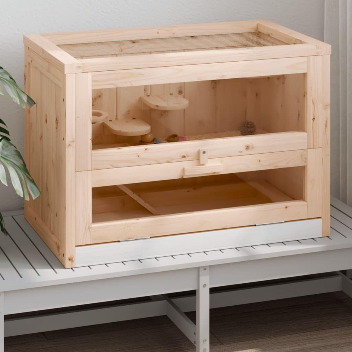 VIDAXL Cage a hamster 60x35,5x42 cm bois massif de sapin