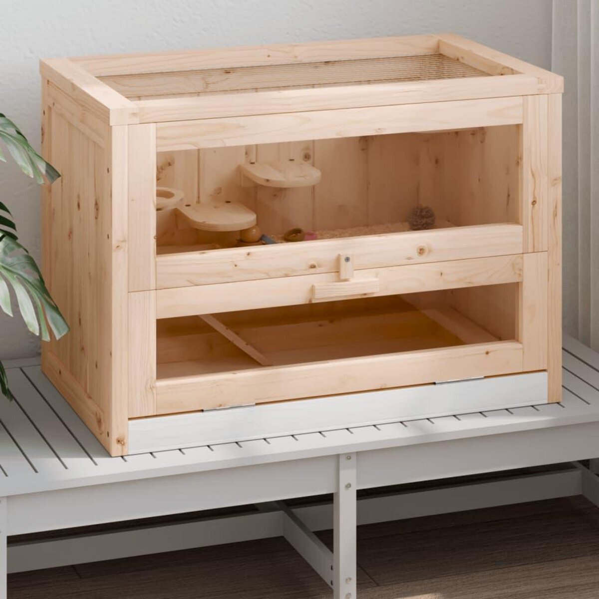 VIDAXL Cage a hamster 60x35,5x42 cm bois massif de sapin