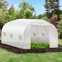 Voir la diapositive 2 : OUTSUNNY Serre tunnel de jardin dim. 3,5L x 3l x 2H m porte + 6 fenêtres enroulables acier galvanisé bâche PE haute densité blanc