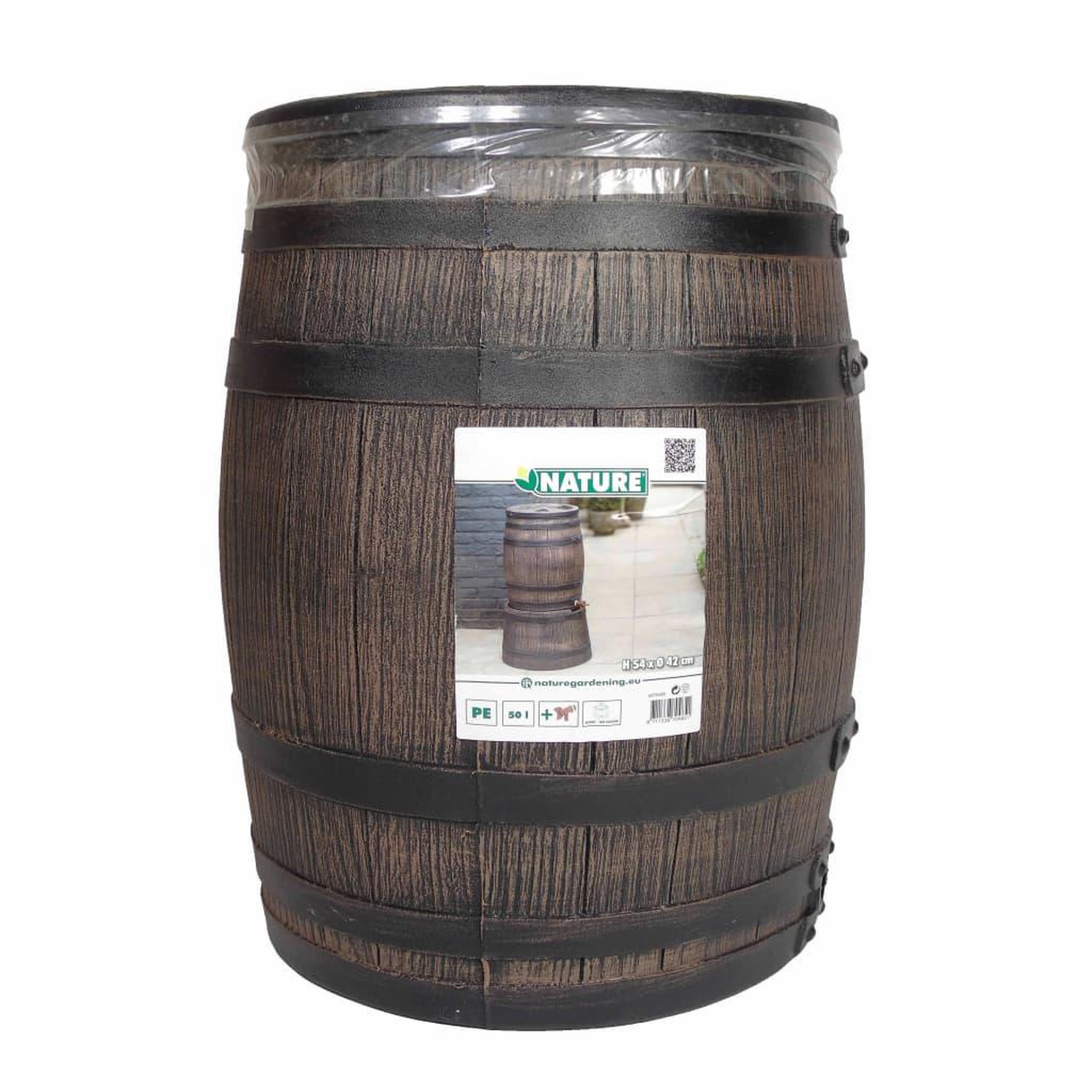 Voir la diapositive 2 : NATURE Nature Recuperateur d'eau avec aspect de bois 50 L 38x49,5 cm Marron