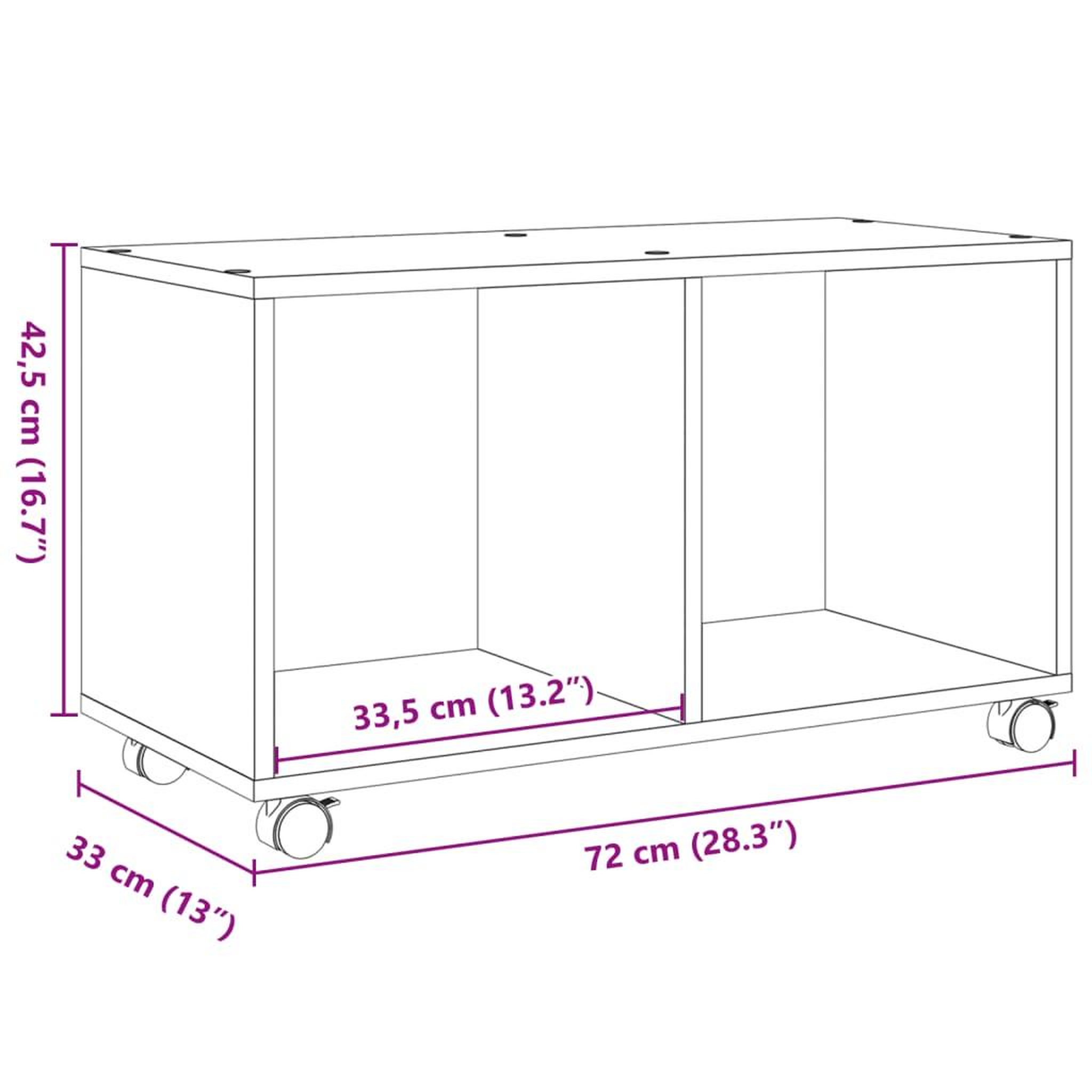 Voir la diapositive 6 : VIDAXL Armoire a roulettes gris beton 72x33x42,5 cm bois d'ingenierie