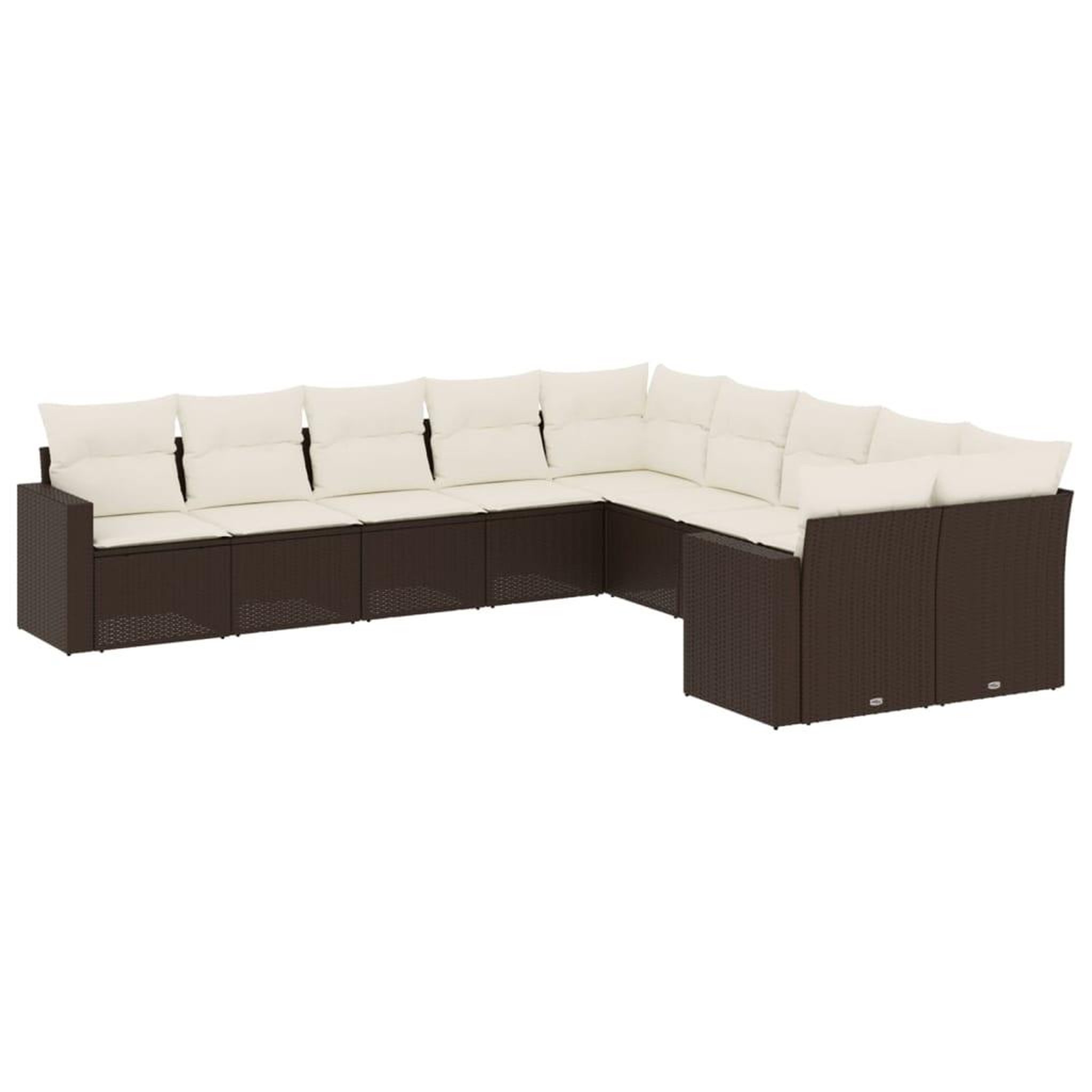 Voir la diapositive 2 : VIDAXL Salon de jardin 10 pcs avec coussins marron resine tressee
