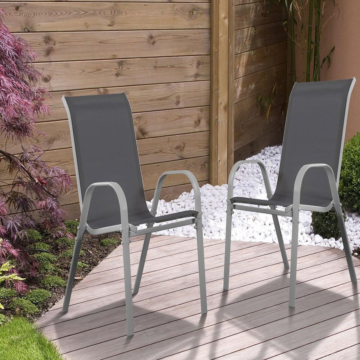 Habitat et Jardin Fauteuil jardin Textilène  Cordoba  - Phoenix - Gris foncé - Lot de 2
