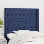 VIDAXL Tete de lit avec oreilles Bleu 103x16x118/128 cm Tissu