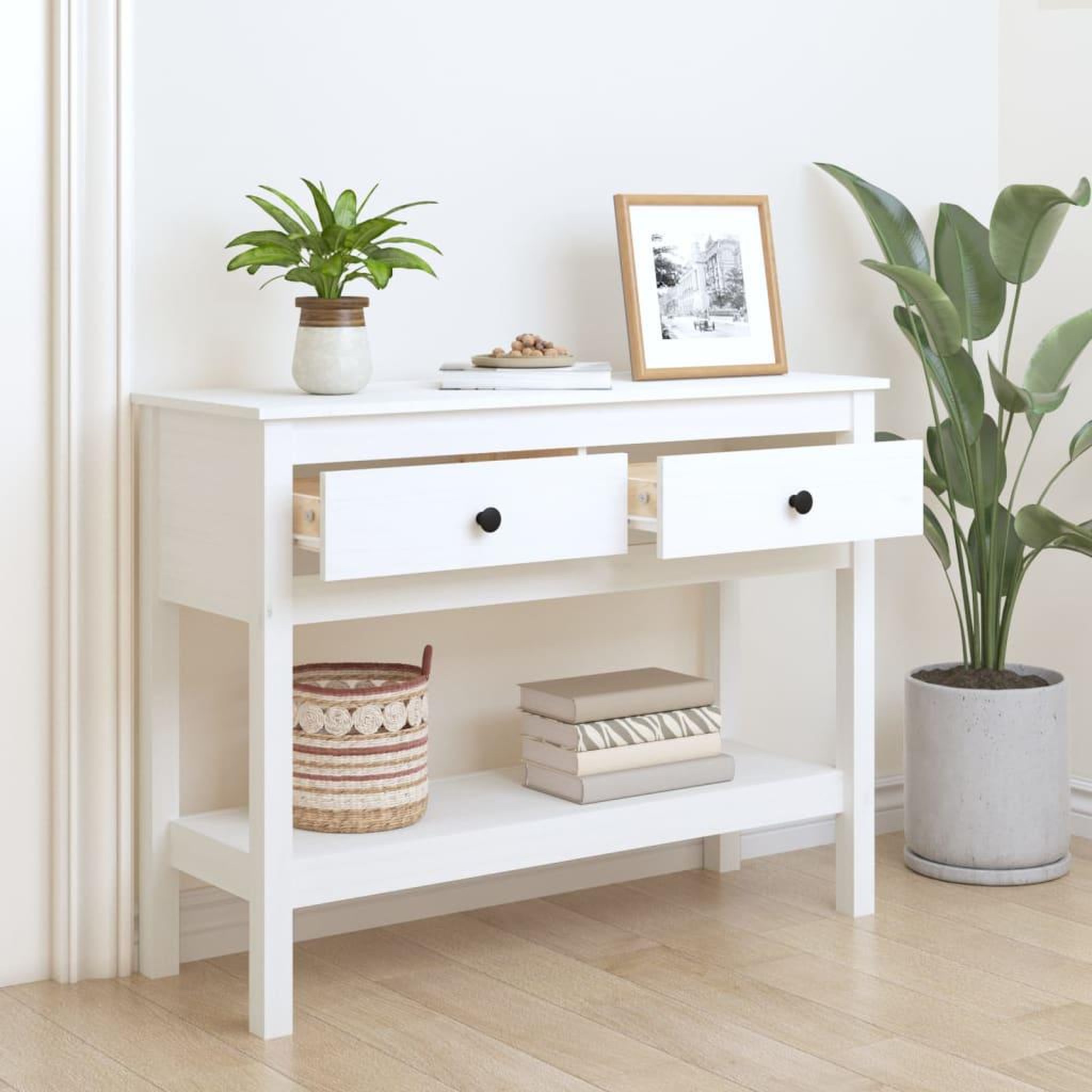 Voir la diapositive 3 : VIDAXL Table console Blanc 100x35x75 cm Bois massif de pin