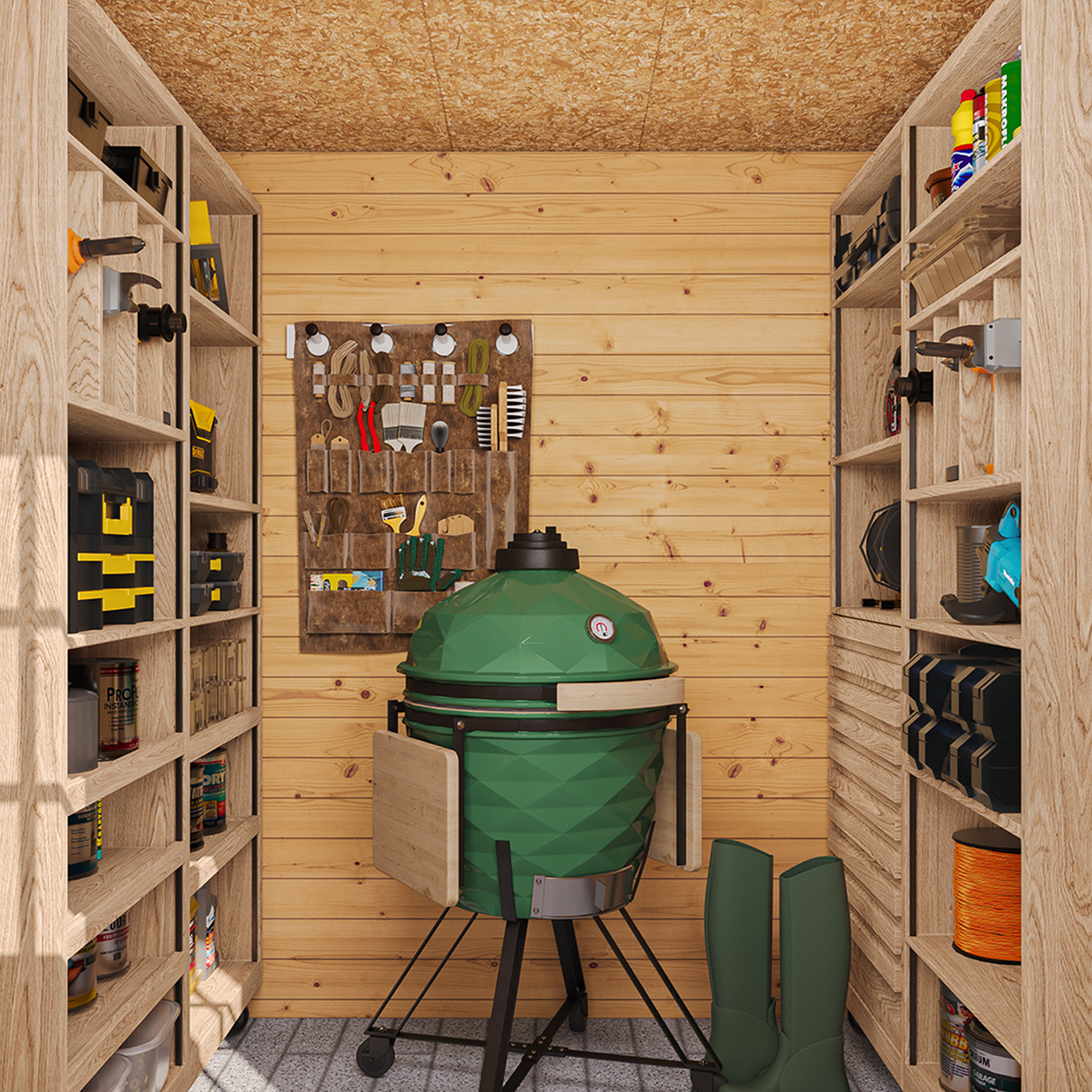 Voir la diapositive 6 : TIMBELA Abri de Jardin en Bois 3,53m², Cabanon Jardin Exterieur à Outils et Velo avec Fenêtres M309C