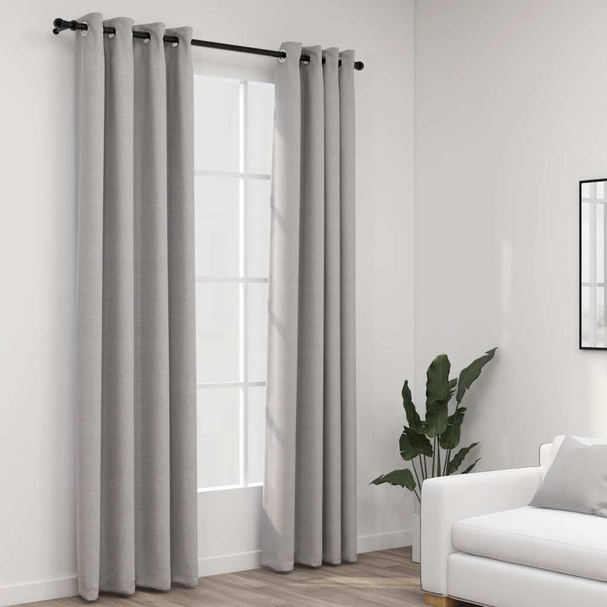 VIDAXL Rideaux occultants Aspect lin avec œillets 2 pcs Gris 140x225cm