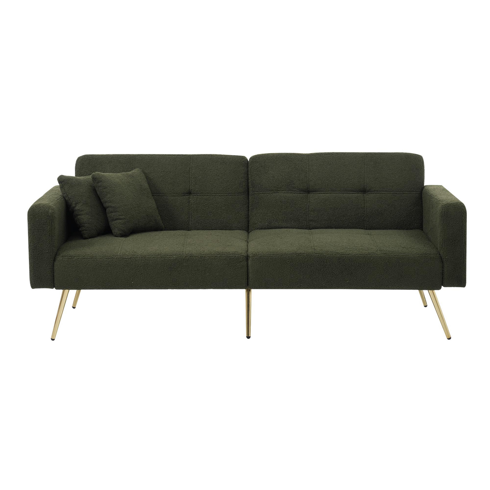 MERAX Canapé droit convertible 2 places tissu. Coloris disponibles : Blanc, Vert, Gris, Rose, Beige