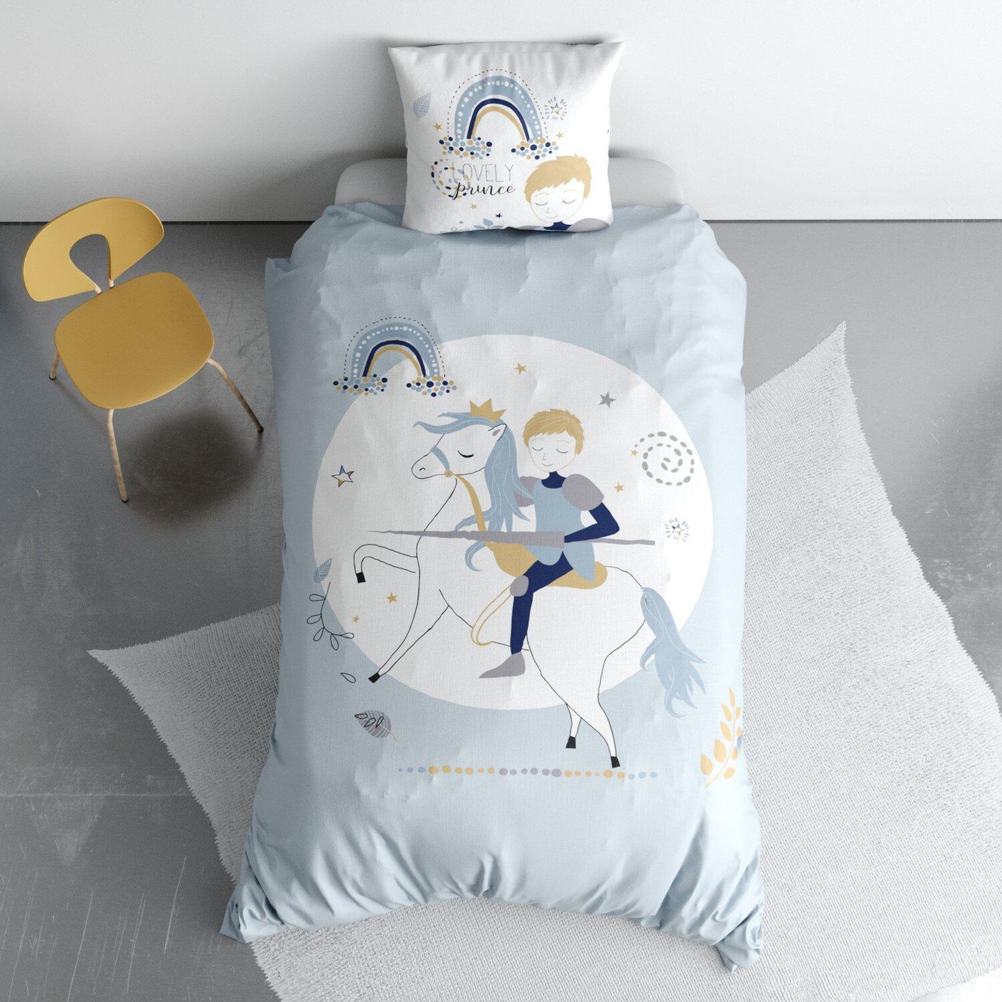Voir la diapositive 3 : Les Ateliers du Linge Parure de couette 2pcs 140x200cm 100% coton 47 fils/cm2-lovely prince