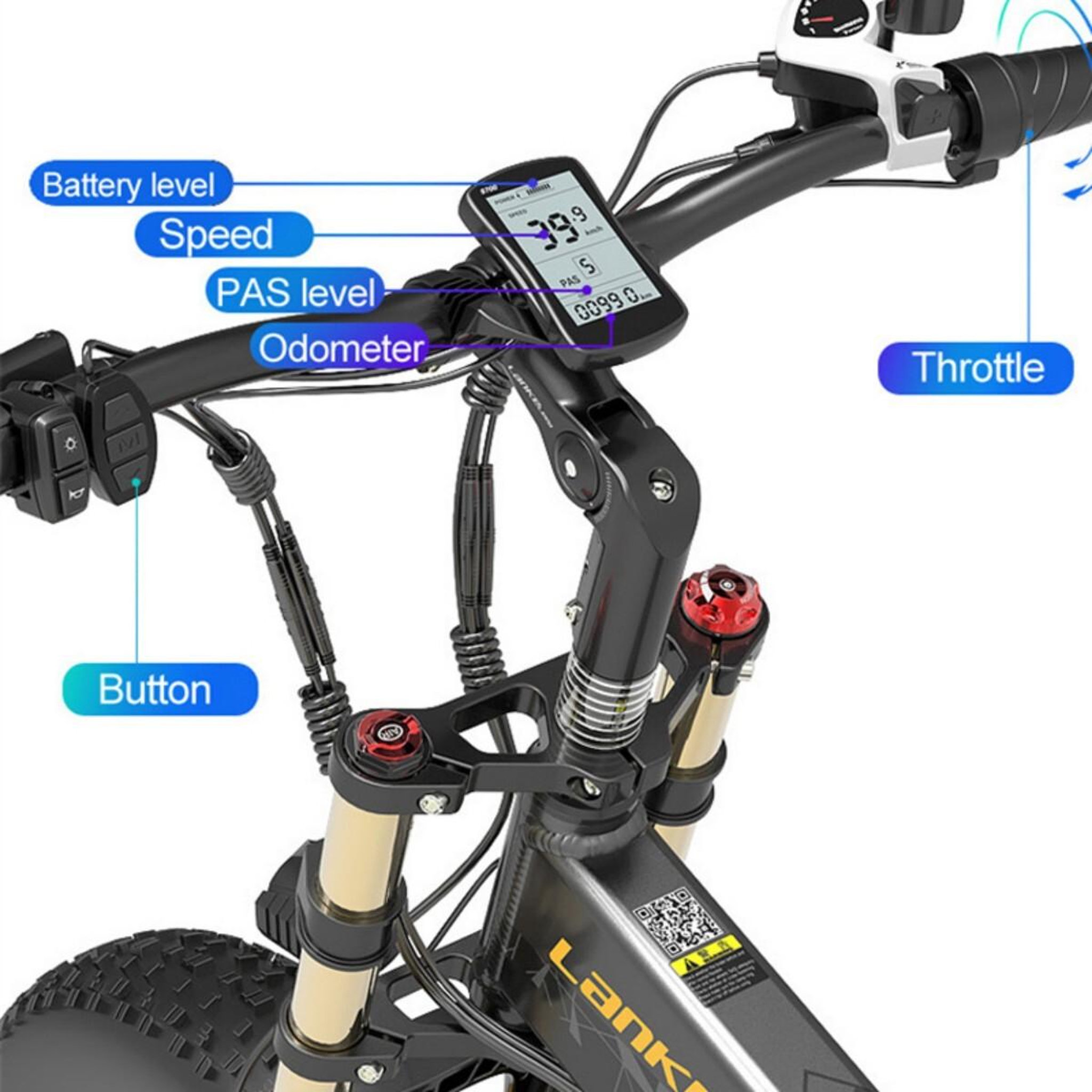 Voir la diapositive 3 : LANKELEISI Vélo électrique pliable LANKELEISI X3000Plus-UP