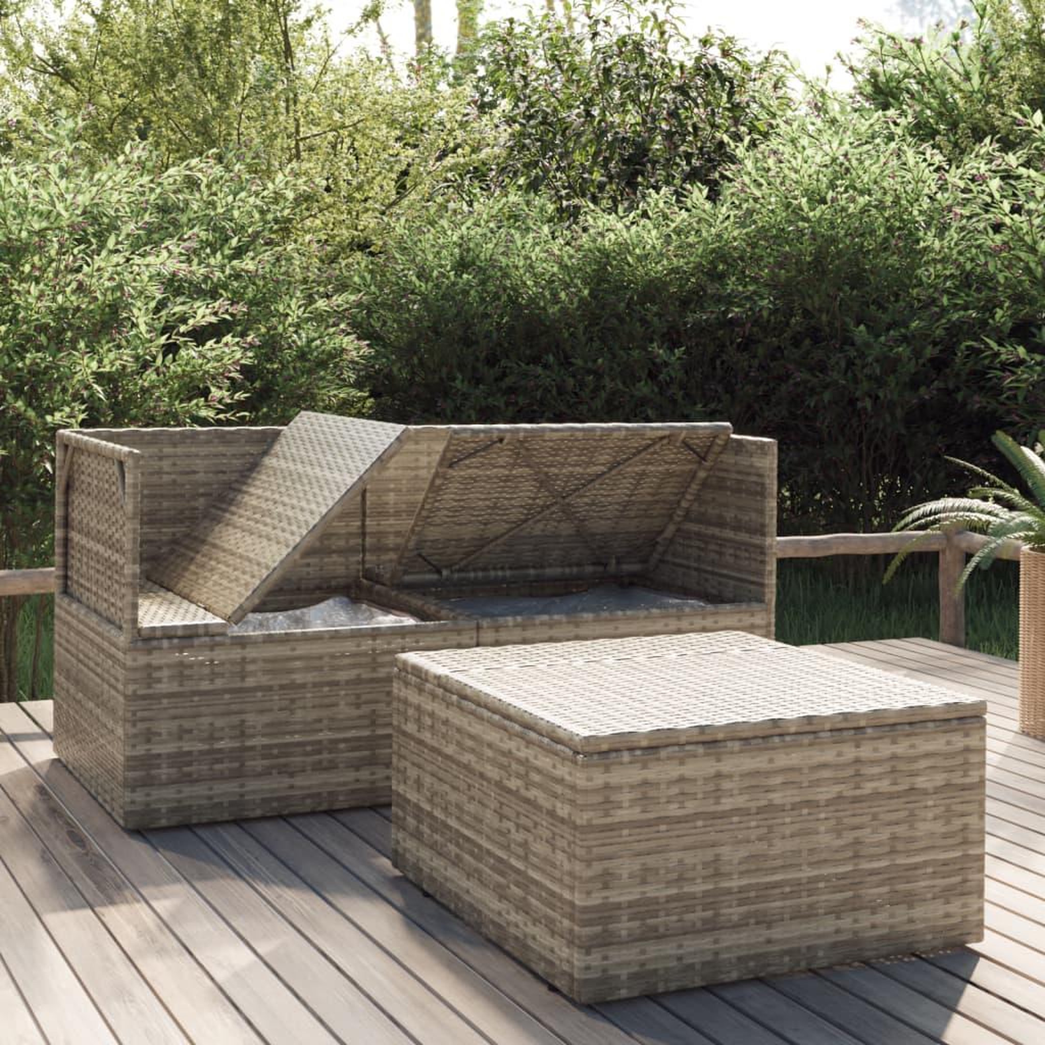 Voir la diapositive 3 : VIDAXL Salon de jardin 3 pcs avec coussins Gris Resine tressee