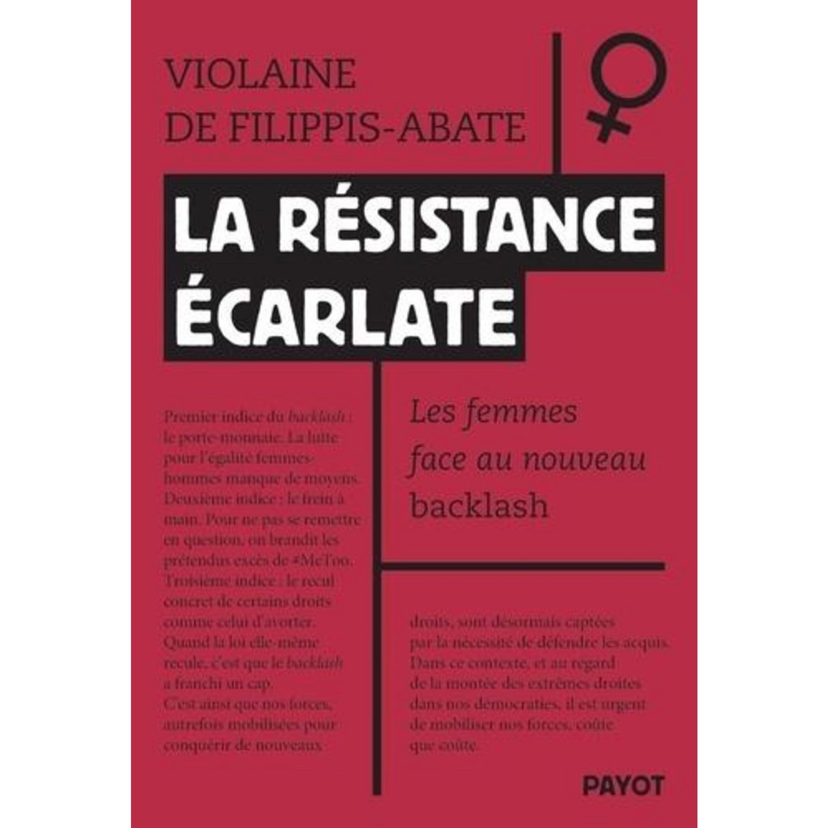 LA RESISTANCE ECARLATE. LES FEMMES FACE AU NOUVEAU BACKLASH, Filippis-Abate Violaine de