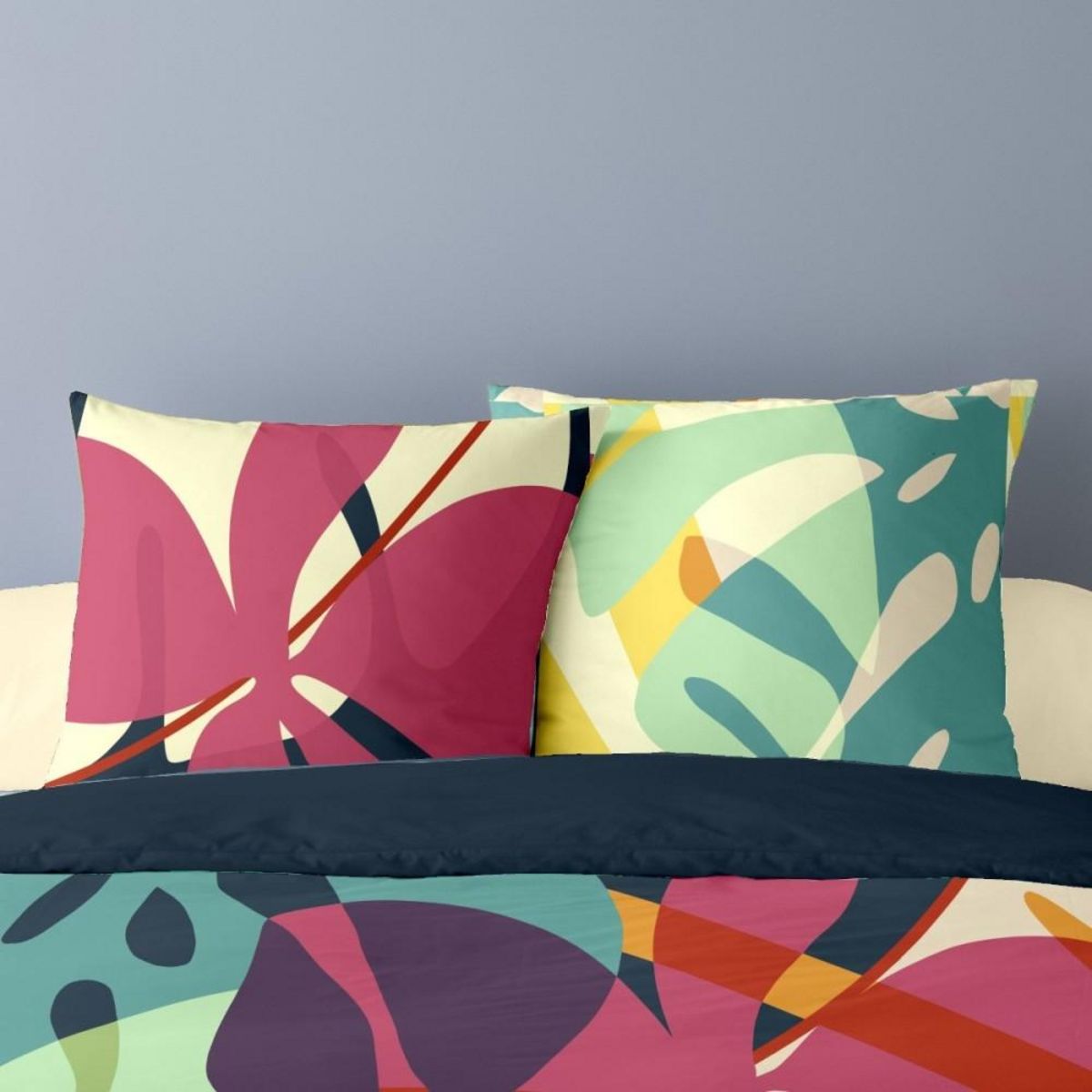 Dourev Housse de couette 240x220 LILAS + 2 taies Percale de coton