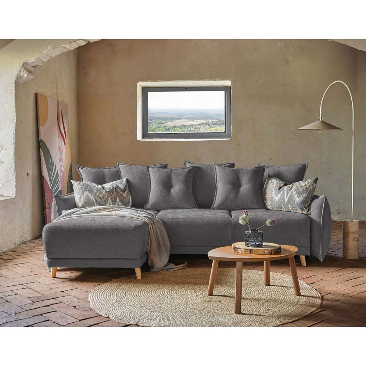 BEST MOBILIER Lena - canapé d'angle réversible convertible - 4 places - style scandinave