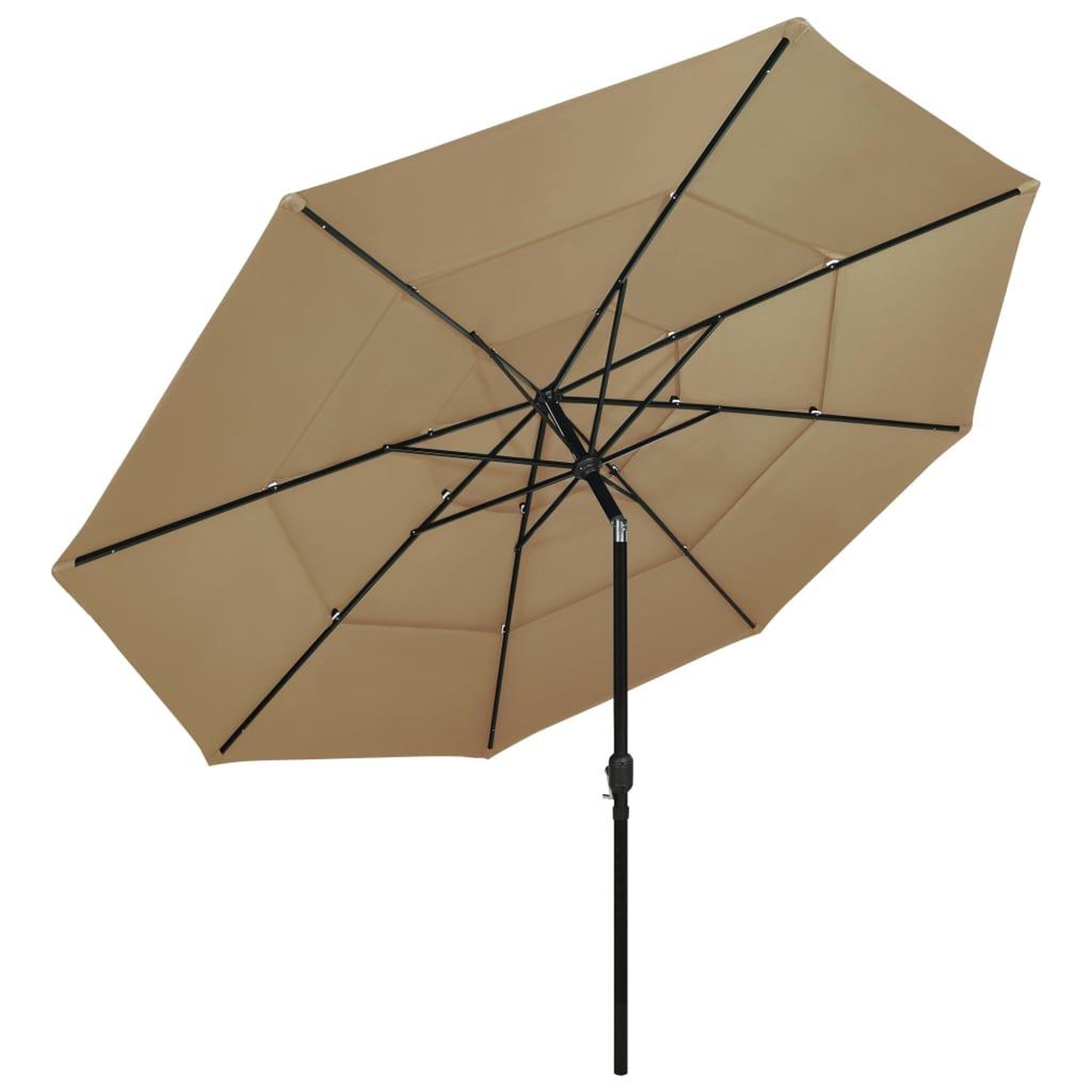 Voir la diapositive 2 : VIDAXL Parasol de jardin a 3 niveaux avec mat en aluminium taupe 3,5 m