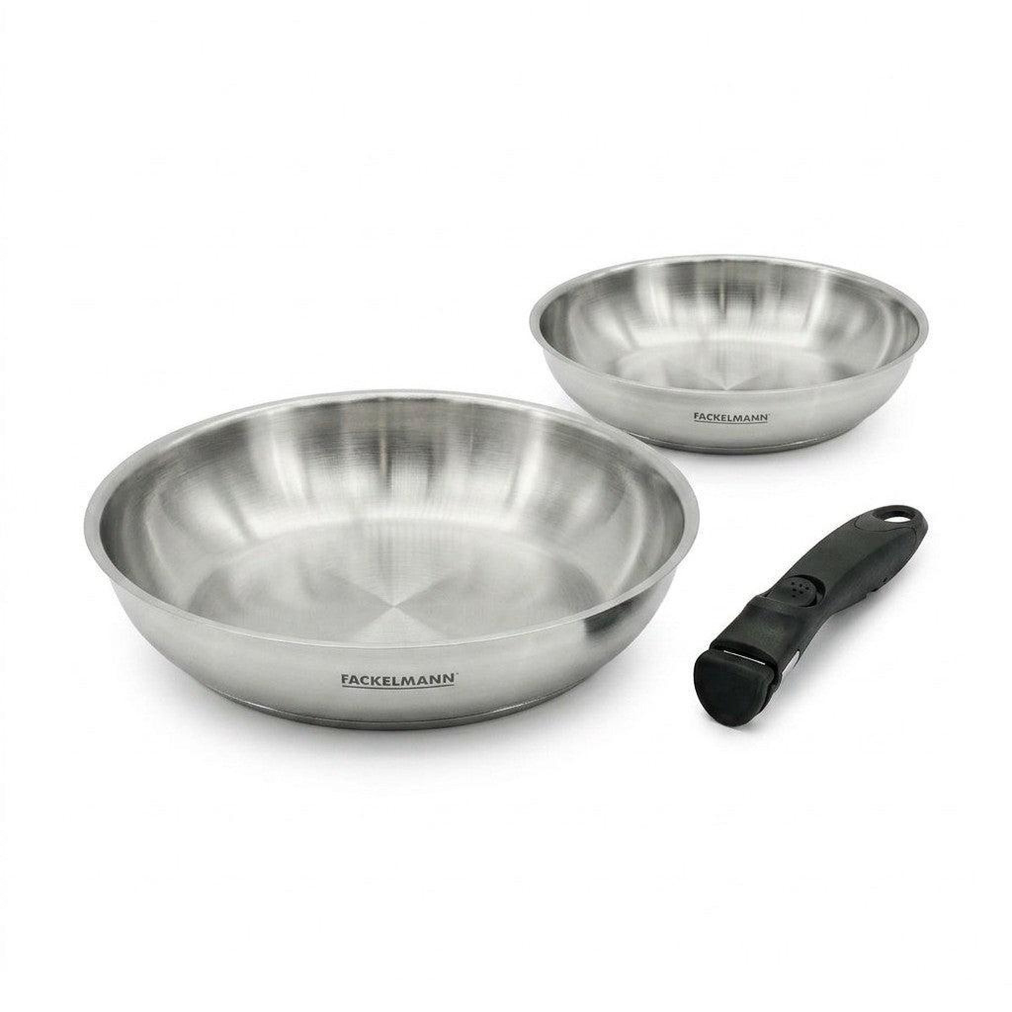 Fackelmann Lot de 2 poêles en inox de 20 cm et 28 cm avec manche amovible fackelmann inogrip