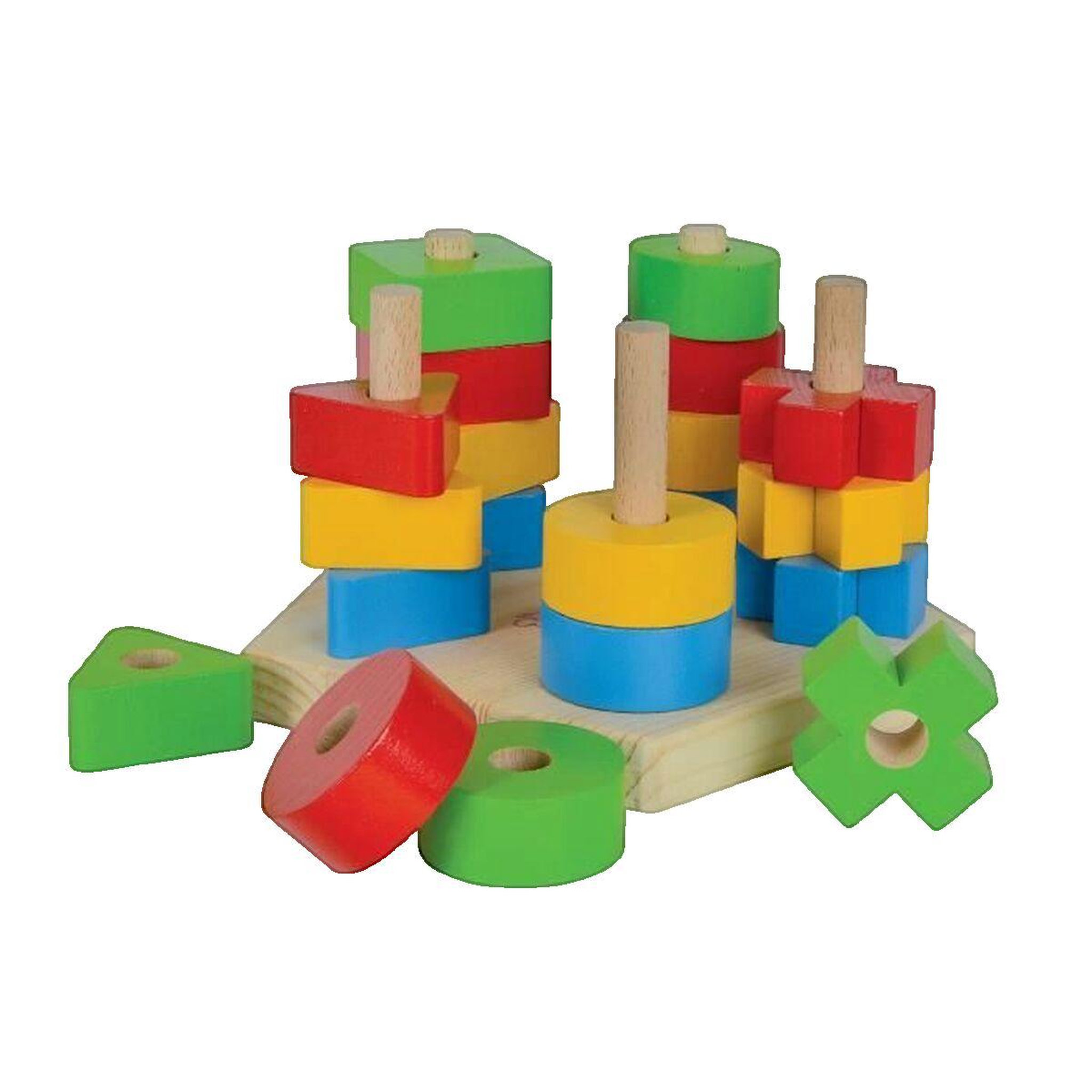 Voir la diapositive 2 : Juratoys - Janod Jeu de formes à empiler Eichhorn formes géométriques colorées