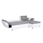 Voir la diapositive 5 : Canapé d'angle réversible convertible en Pu blanc et tissu gris ALIX