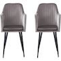 Voir la diapositive 1 : Habitat et Jardin Lot de 2 chaises  Velma  en velours avec accoudoirs - Gris