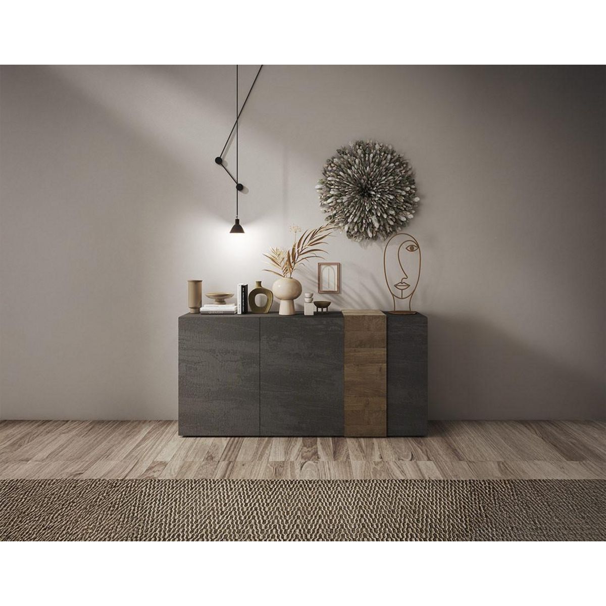 BEST MOBILIER Leon - buffet bas - 3 portes - 181 cm