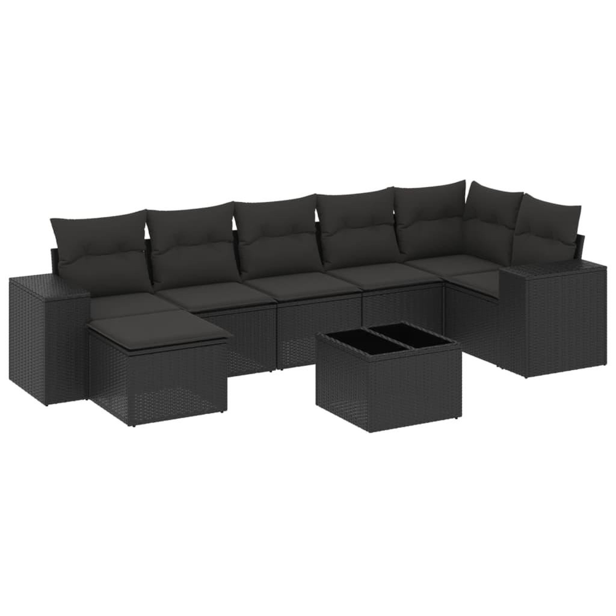 Voir la diapositive 2 : VIDAXL Salon de jardin 8 pcs avec coussins noir resine tressee
