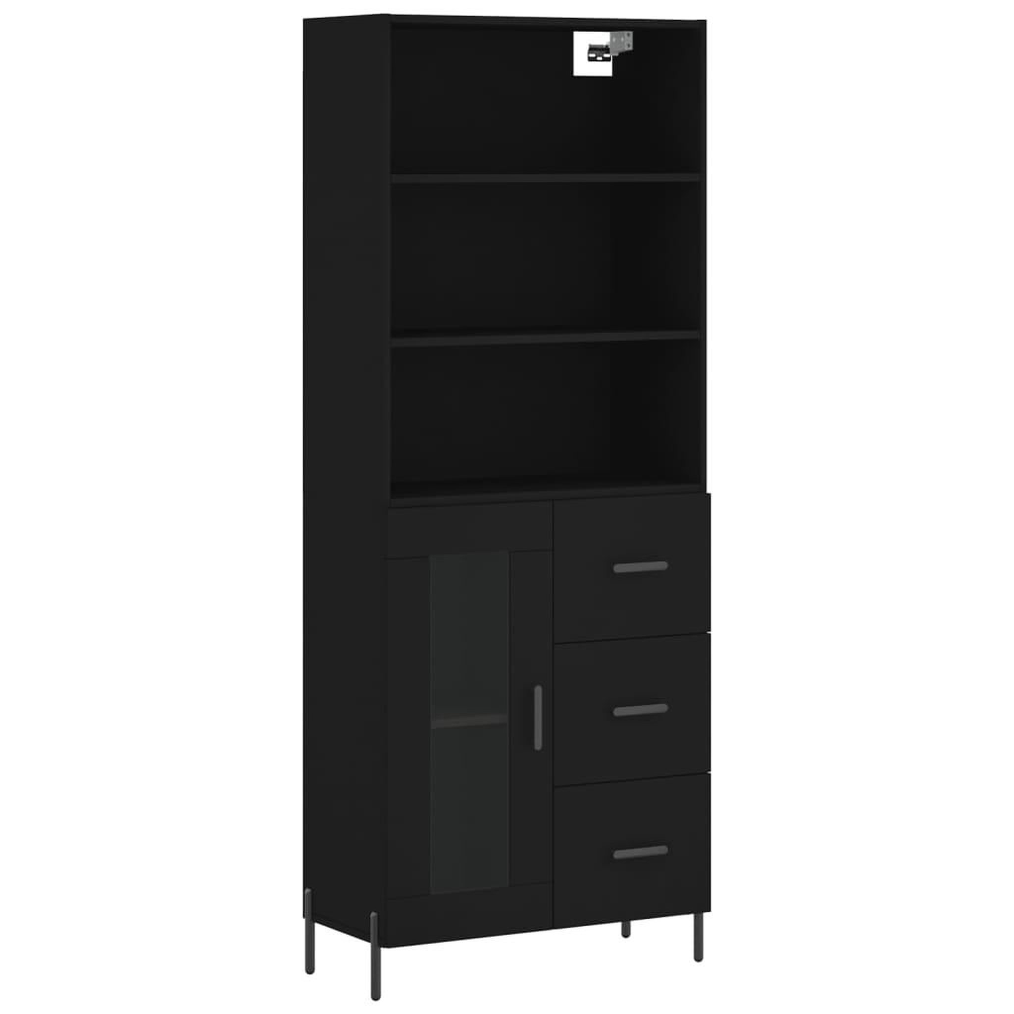 Voir la diapositive 2 : VIDAXL Buffet haut Noir 69,5x34x180 cm Bois d'ingenierie