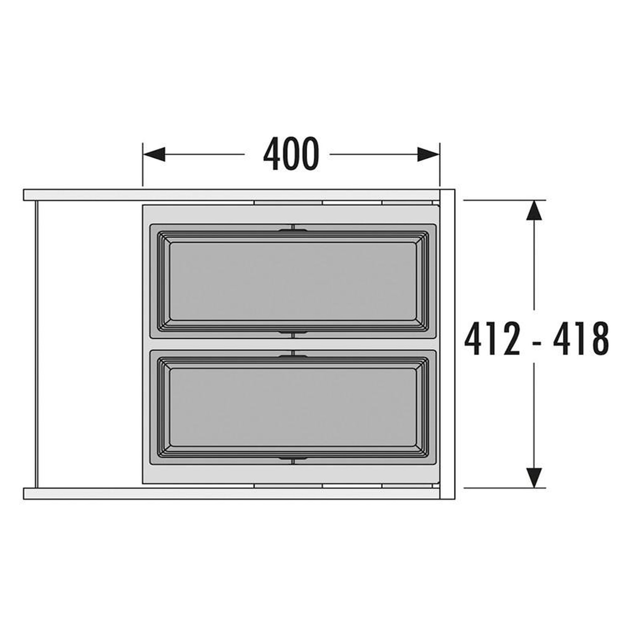 Voir la diapositive 3 : HAILO Poubelle de cuisine tri sélectif 2 bacs encastrable 36l (18+18) hailo cargo synchro