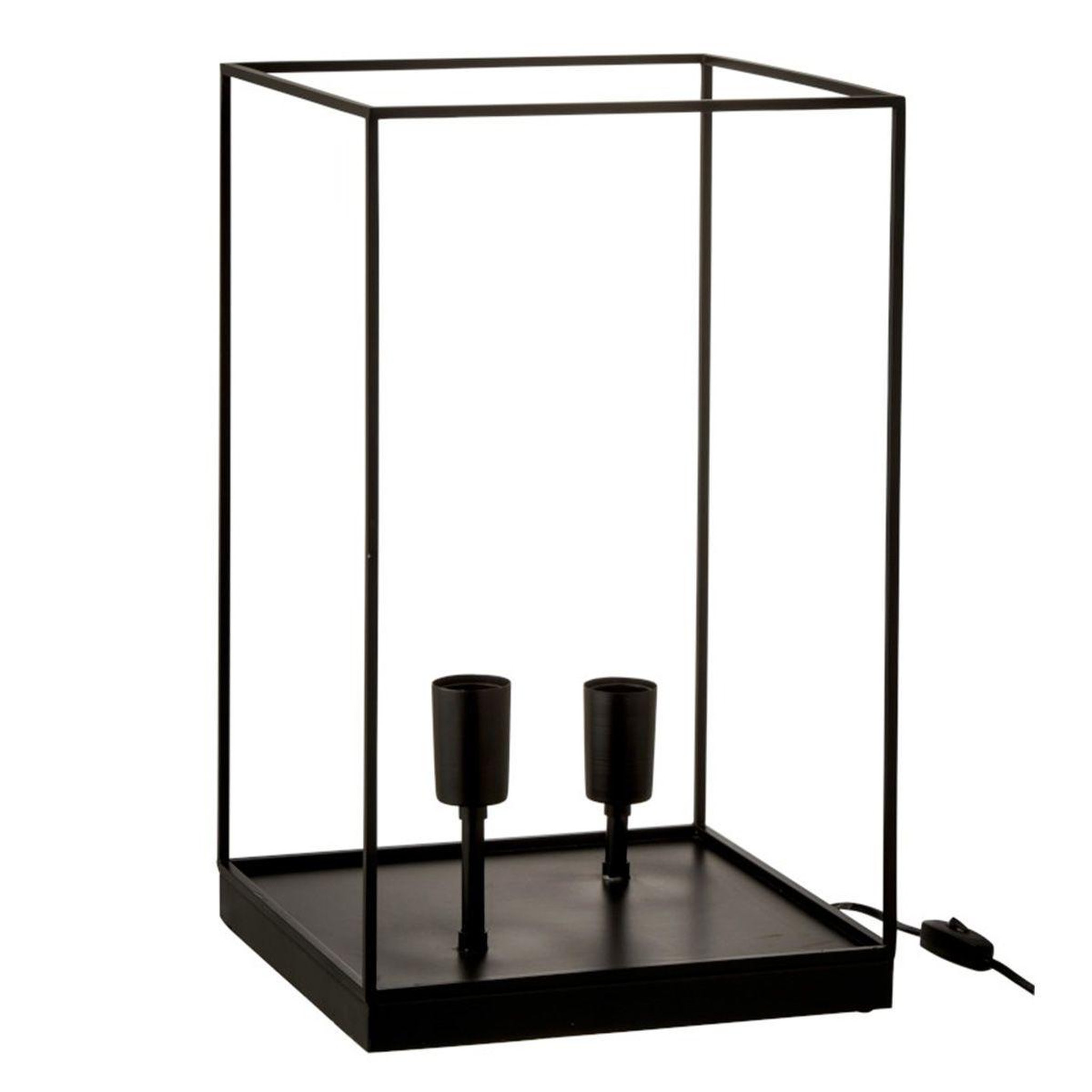Voir la diapositive 2 : J-LINE Lampe à poser  deux ampoules  51cm noir