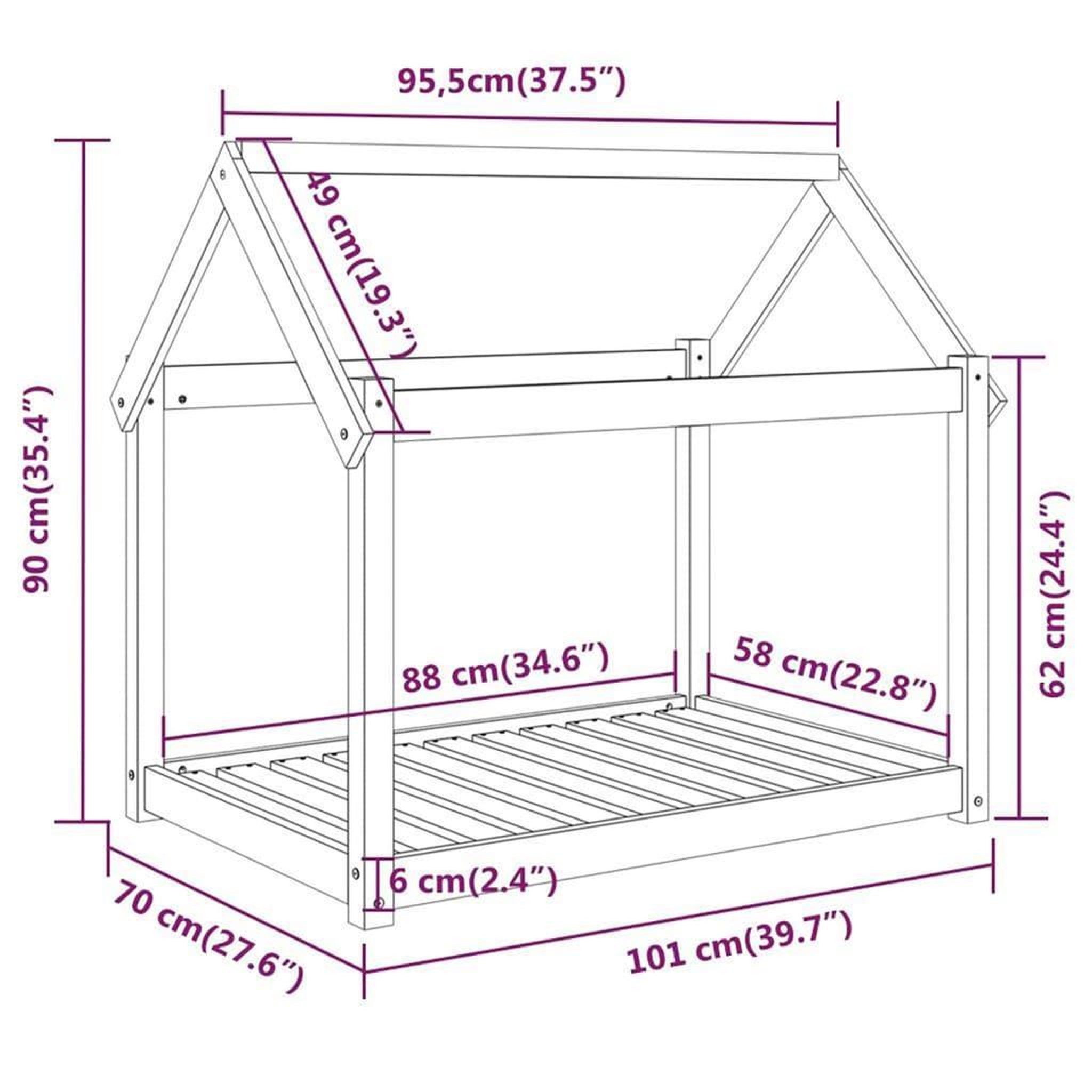 Voir la diapositive 6 : VIDAXL Lit pour chien Gris 101x70x90 cm Bois de pin solide