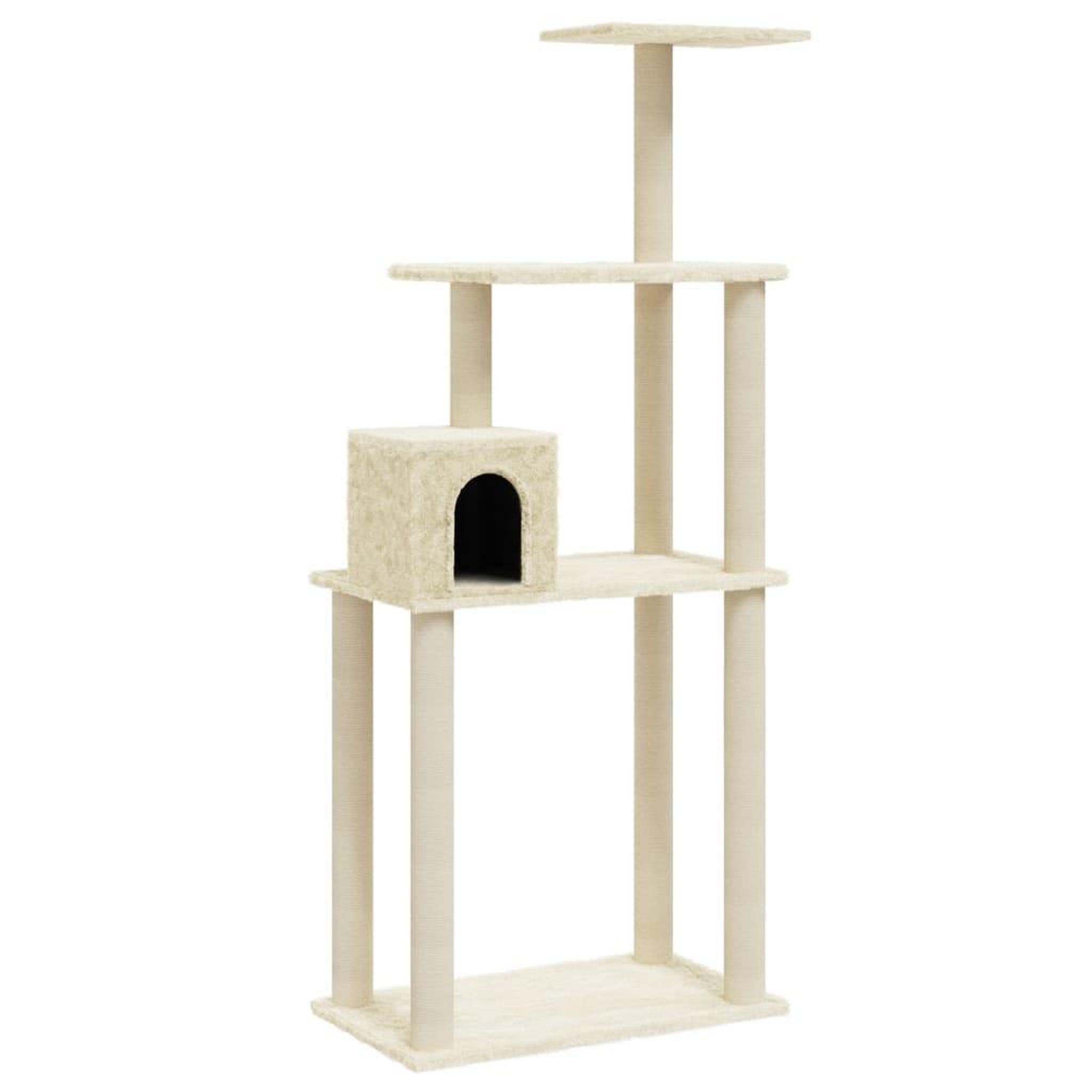 Voir la diapositive 2 : VIDAXL Arbre a chat avec griffoirs en sisal Creme 147 cm