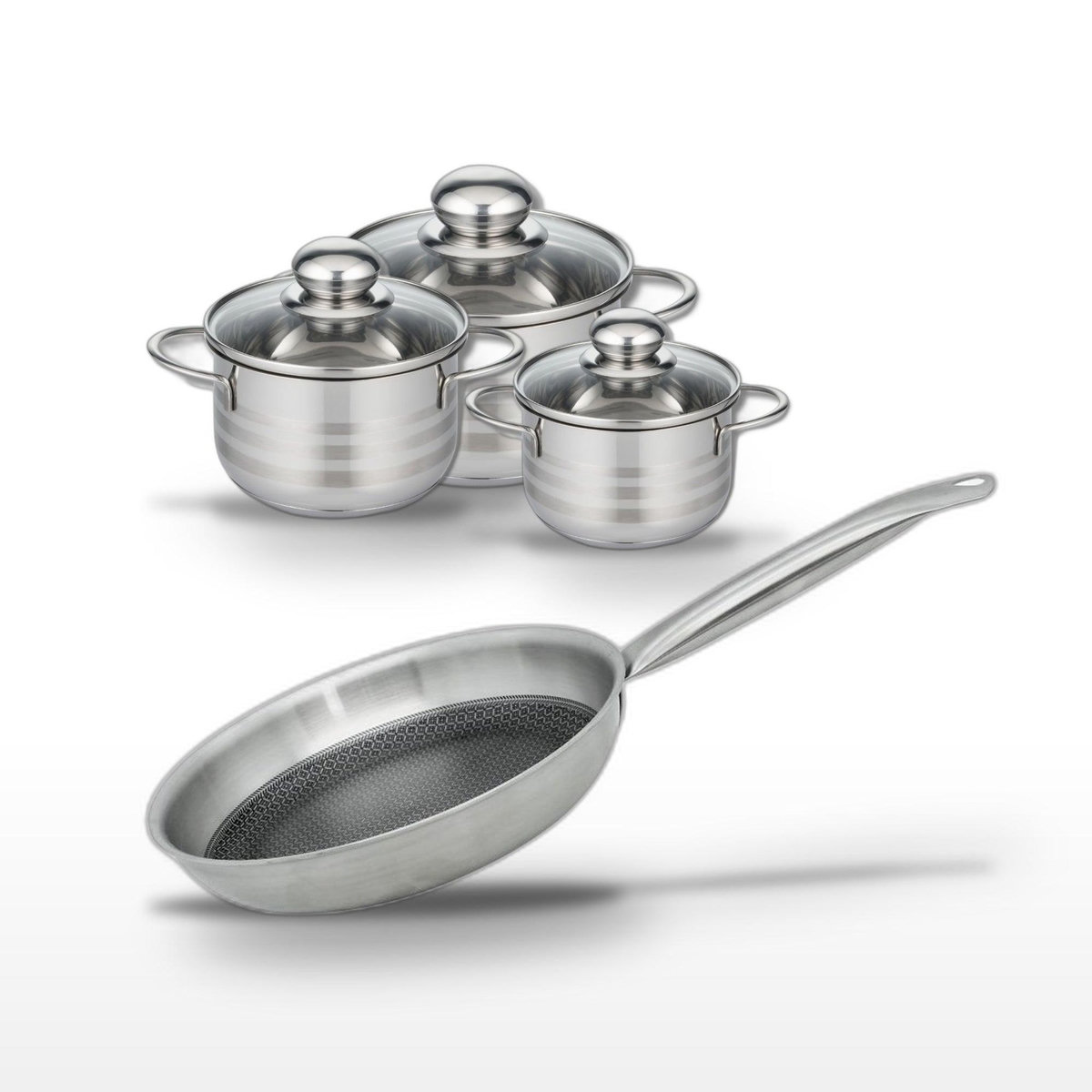 ELO Lot 1 Poêle 24 cm et 3 Faitouts 12/14/16 cm Elo Relief Solution