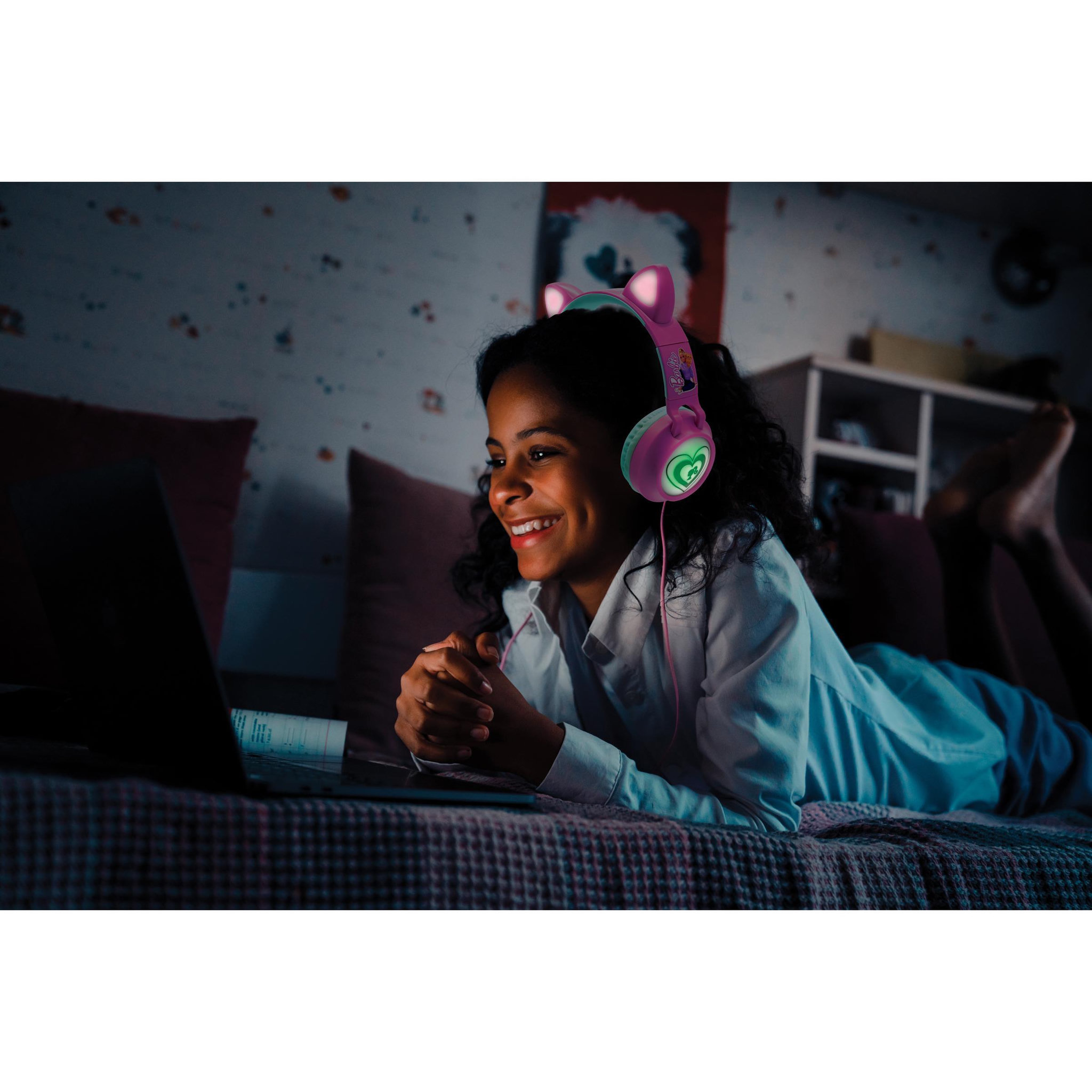 Voir la diapositive 6 : Lexibook Casque Barbie sans fil rechargeable lumineux avec oreilles de chat
