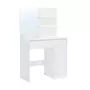 CALICOSY Coiffeuse blanche avec miroir, 1 tiroir, 2 étagères et armoire de rangement - L80 x H132 cm