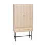 Voir la diapositive 1 : SWEEEK Armoire dressing effet bois rainuré 2 portes. 2 tiroirs. 3 étagères. buffet haut. vaisselier