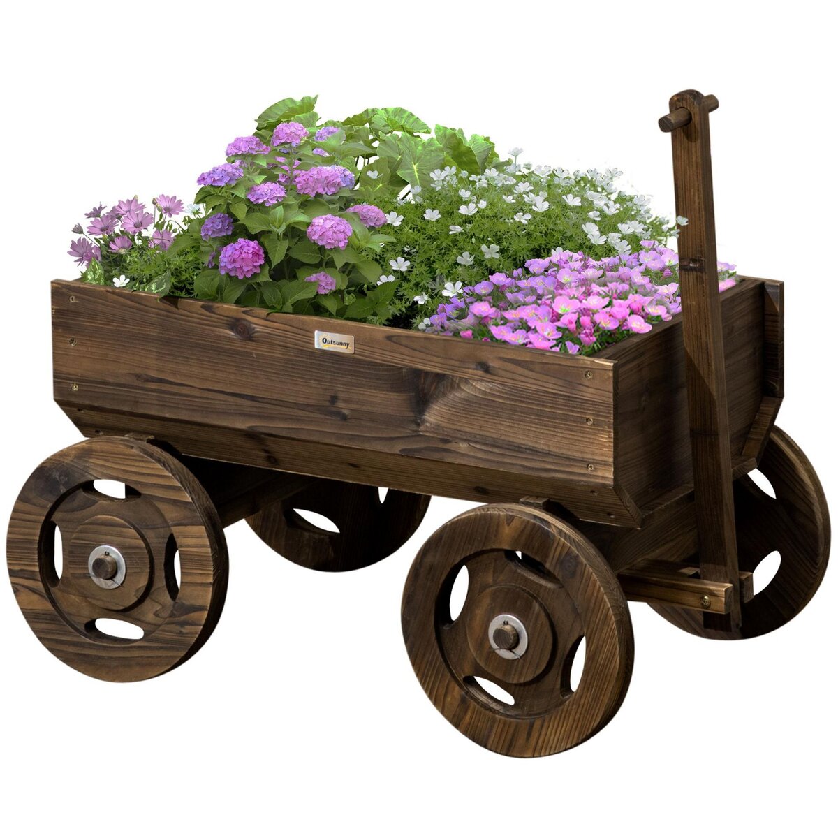 Étagère à fleurs en bois - porte plante bois 6 tablettes - dim. 98L x 28l x  96,5H cm - bois de sapin traité carbonisation - Pot, jardinière et bac à  fleur 