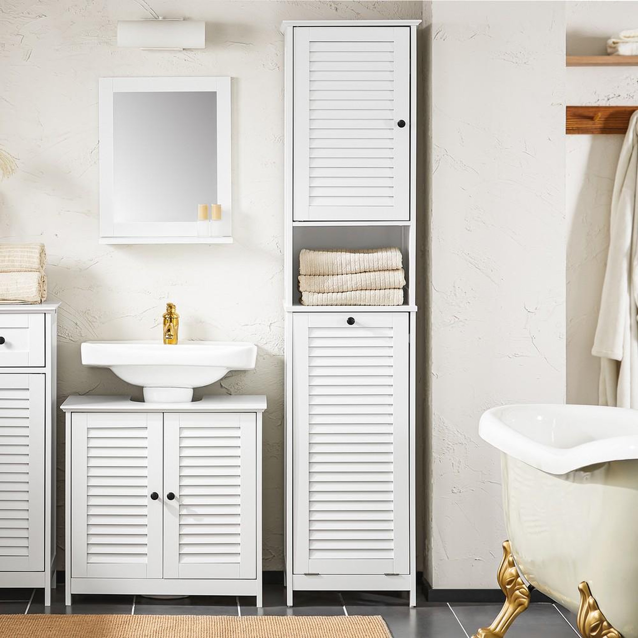 Voir la diapositive 2 : SOBUY SoBuy - Colonne De Salle De Bain à un tiroir - Nordique - BZR124