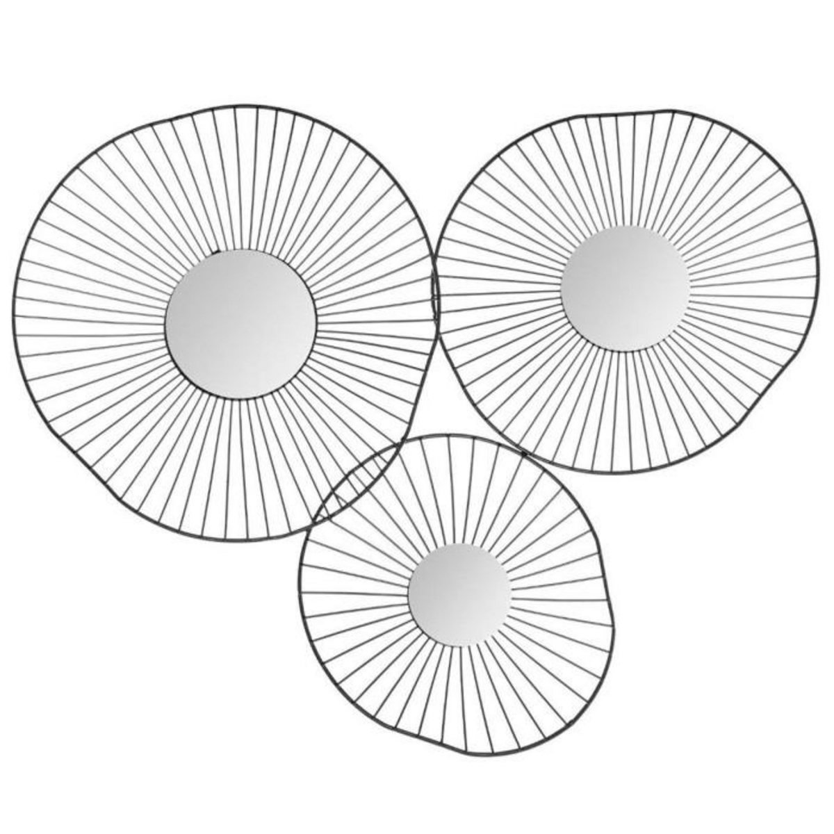 ATMOSPHERA Décoration Murale 3 Miroirs  Flower  65cm Noir