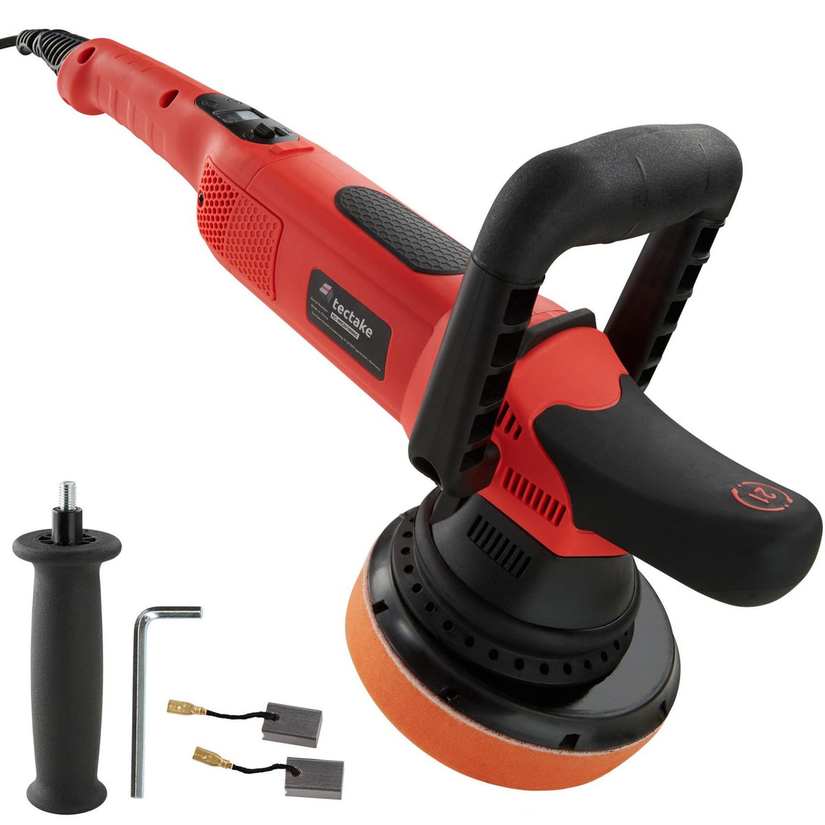 tectake Lustreuse Polisseuse Rotative avec accessoires 810 W et 1650 - 4800 trs/min noir/rouge